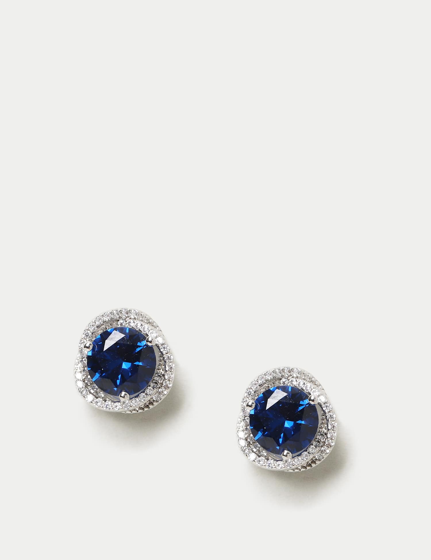 M&S Platinum Plated Mega Sapphire Earrings Silver