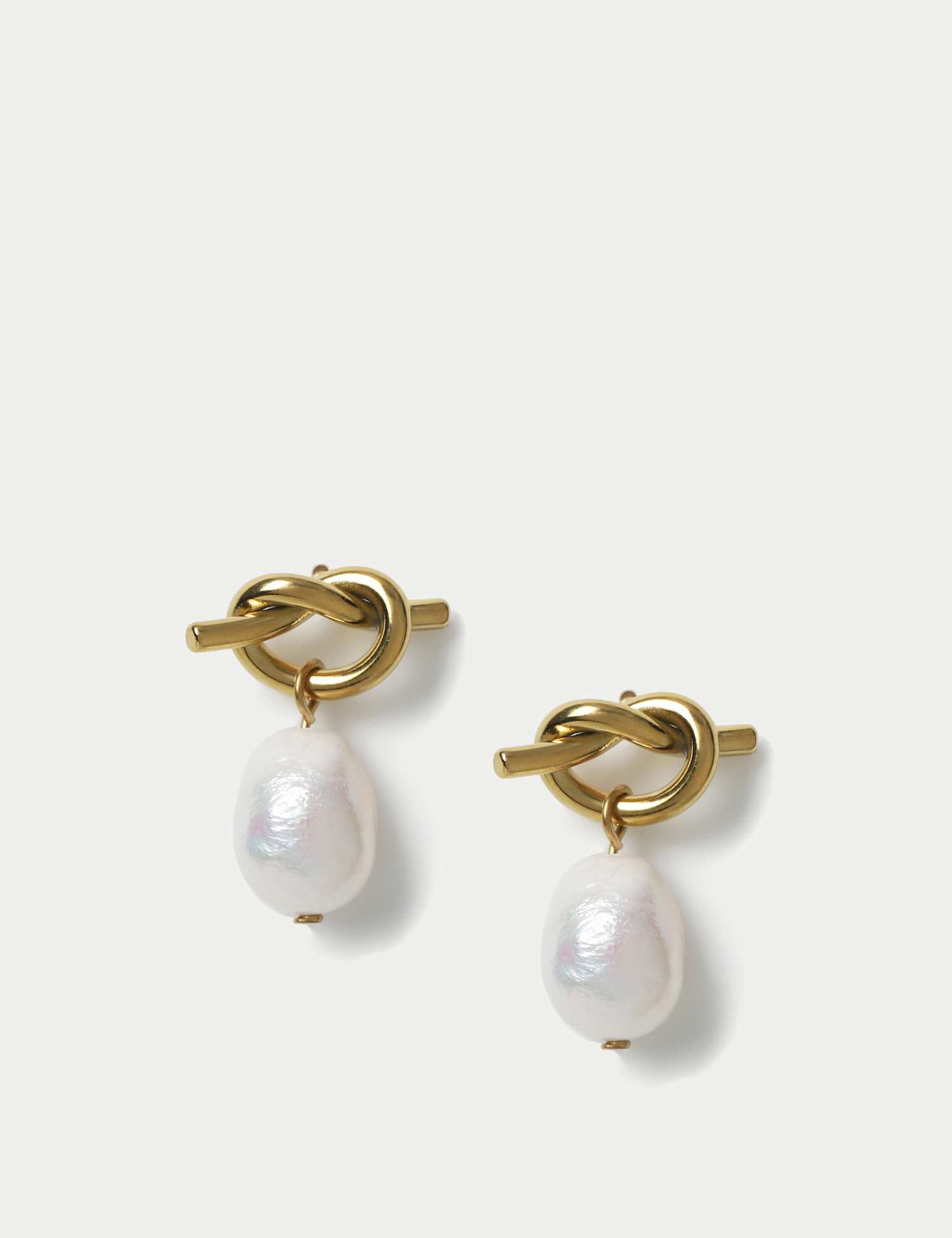 Autograph Fresh Water Pearl Knot Drop Earrings Gold