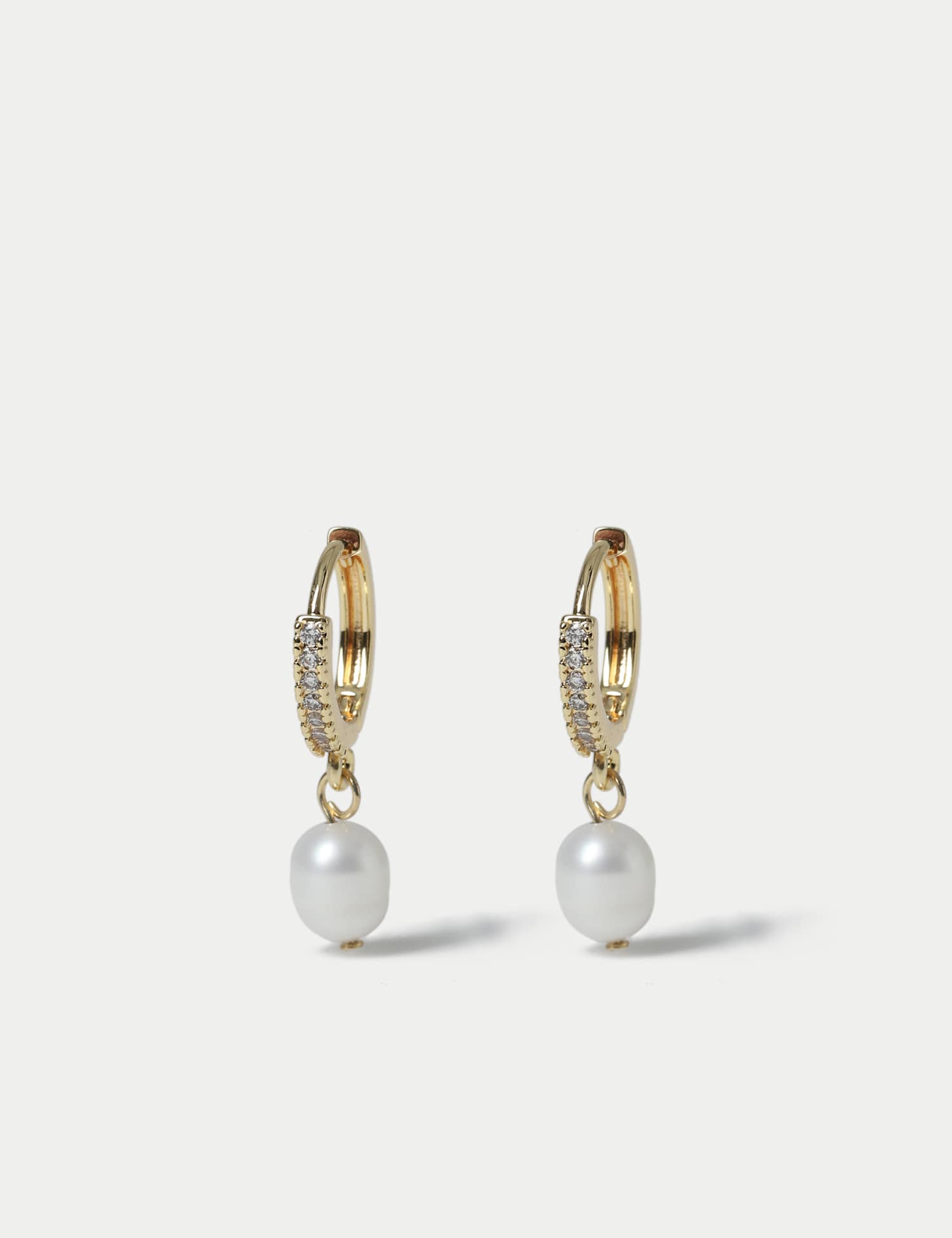 M&S 14ct  Gold Plated Fresh Water Pearl Drop Earrings Gold