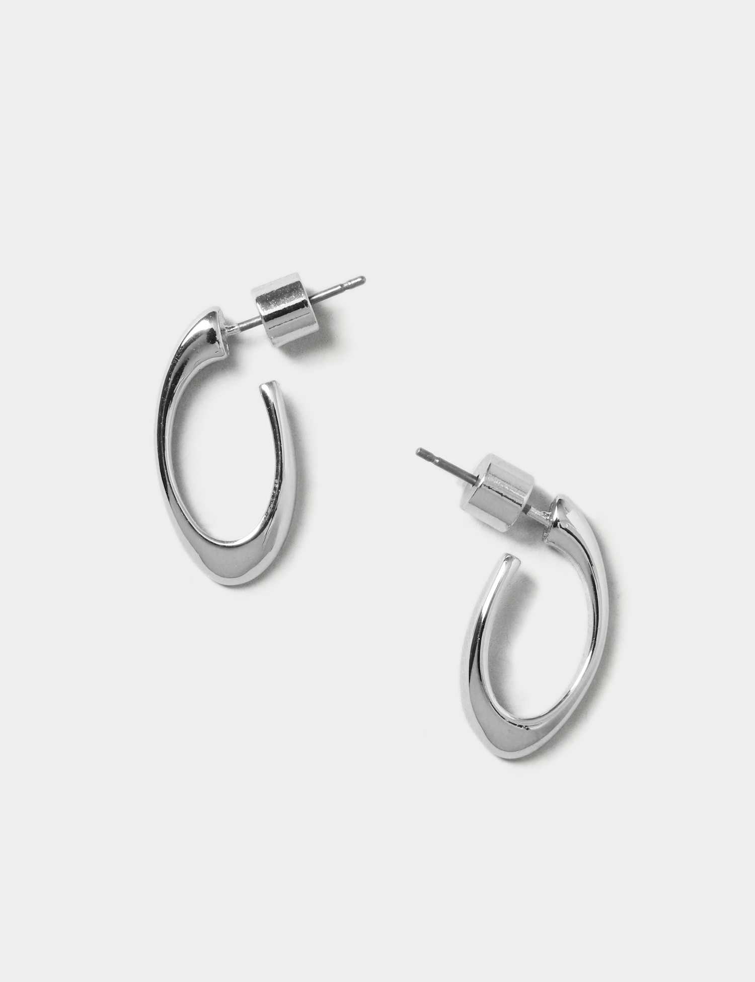 M&S Oval Twist Hoop Earrings Silver