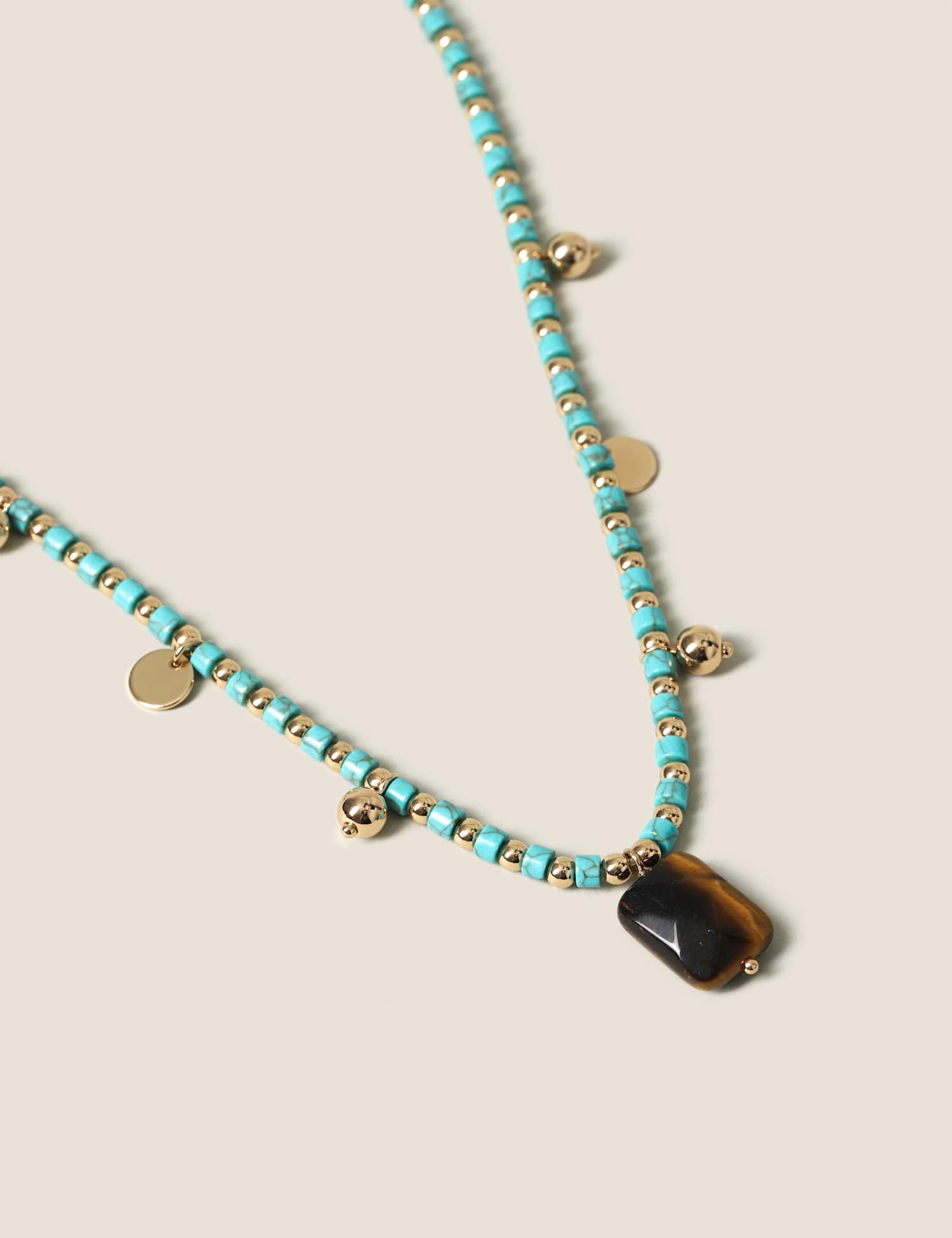 M&S Semi-Precious Beaded Rope Necklace Green