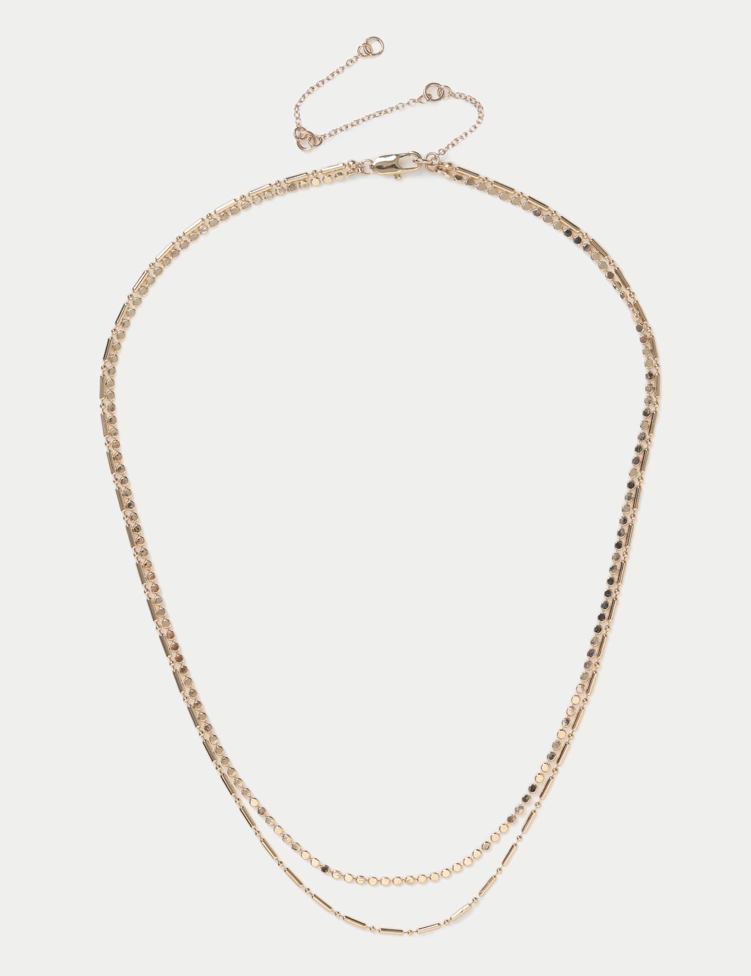 M&S Gold Tone Multi Row Fine Chain Necklace Gold