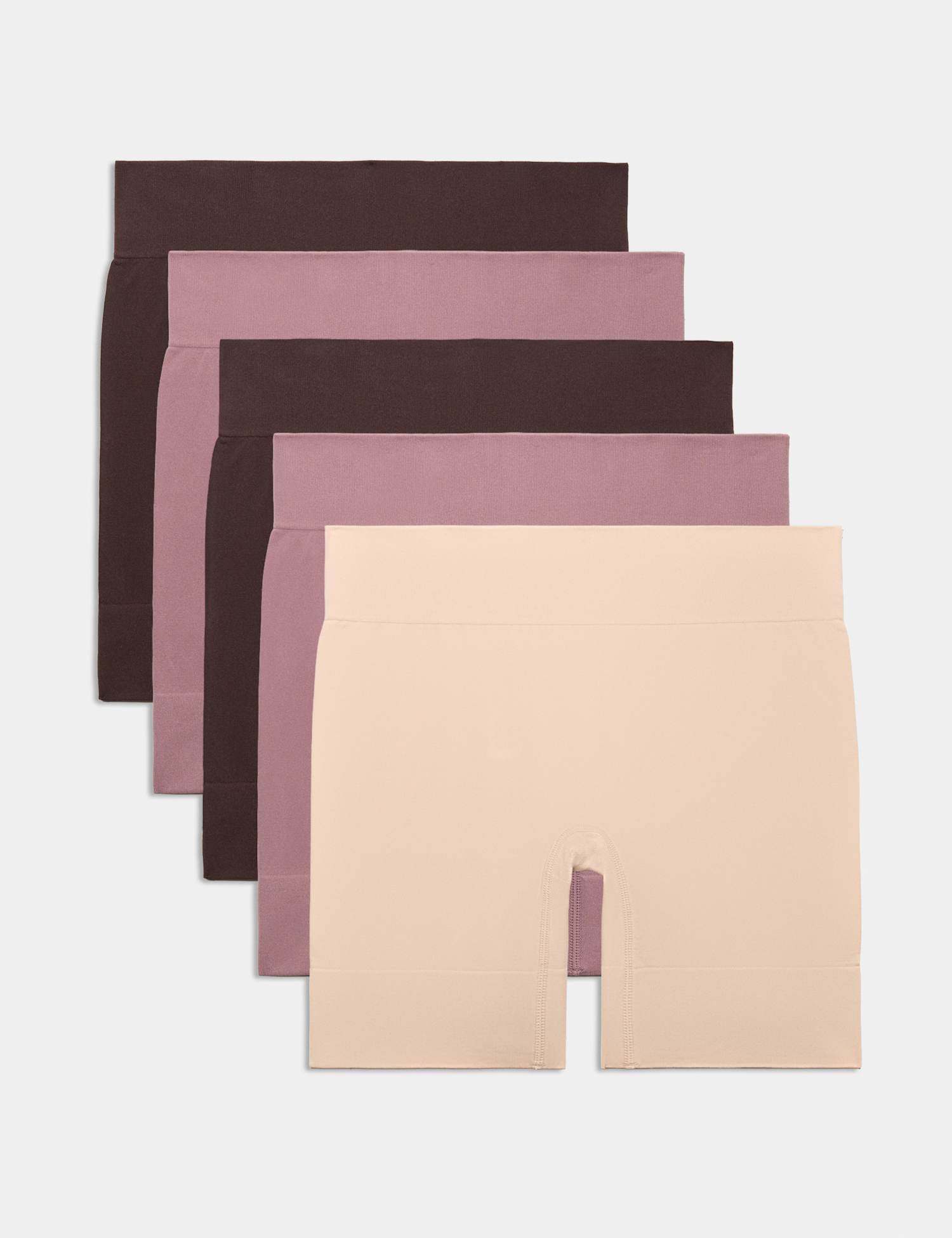 M&S 5 Pack Anti-Chafe Anti-Static Cycling Shorts Brown Mix