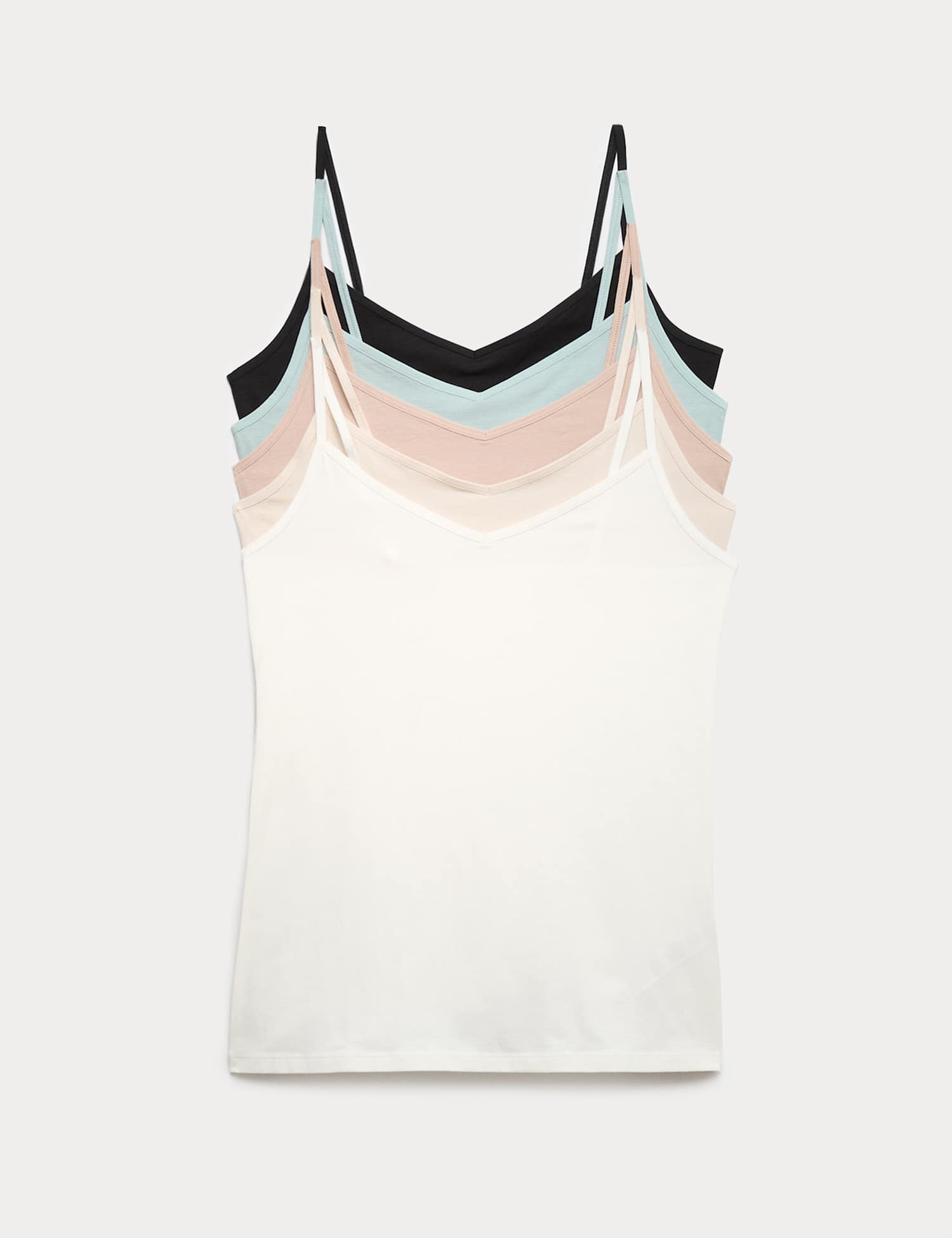 M&S 5 Pack Cotton Rich Strappy Vests Ivory Mix