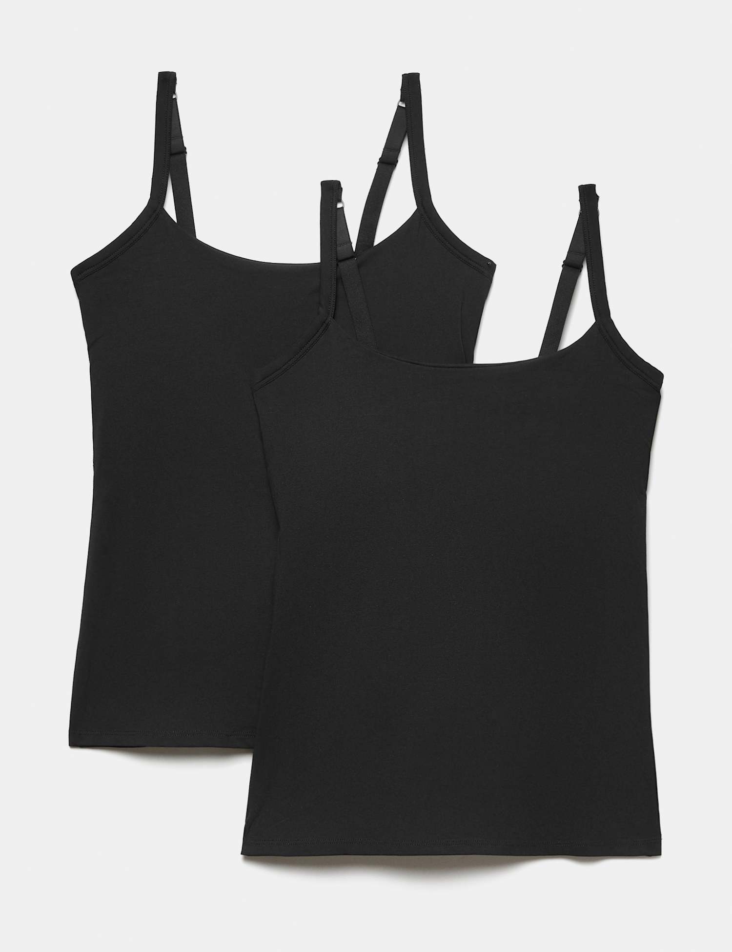 M&S 2 Pack Cotton Rich Secret Support Vests F+ Black
