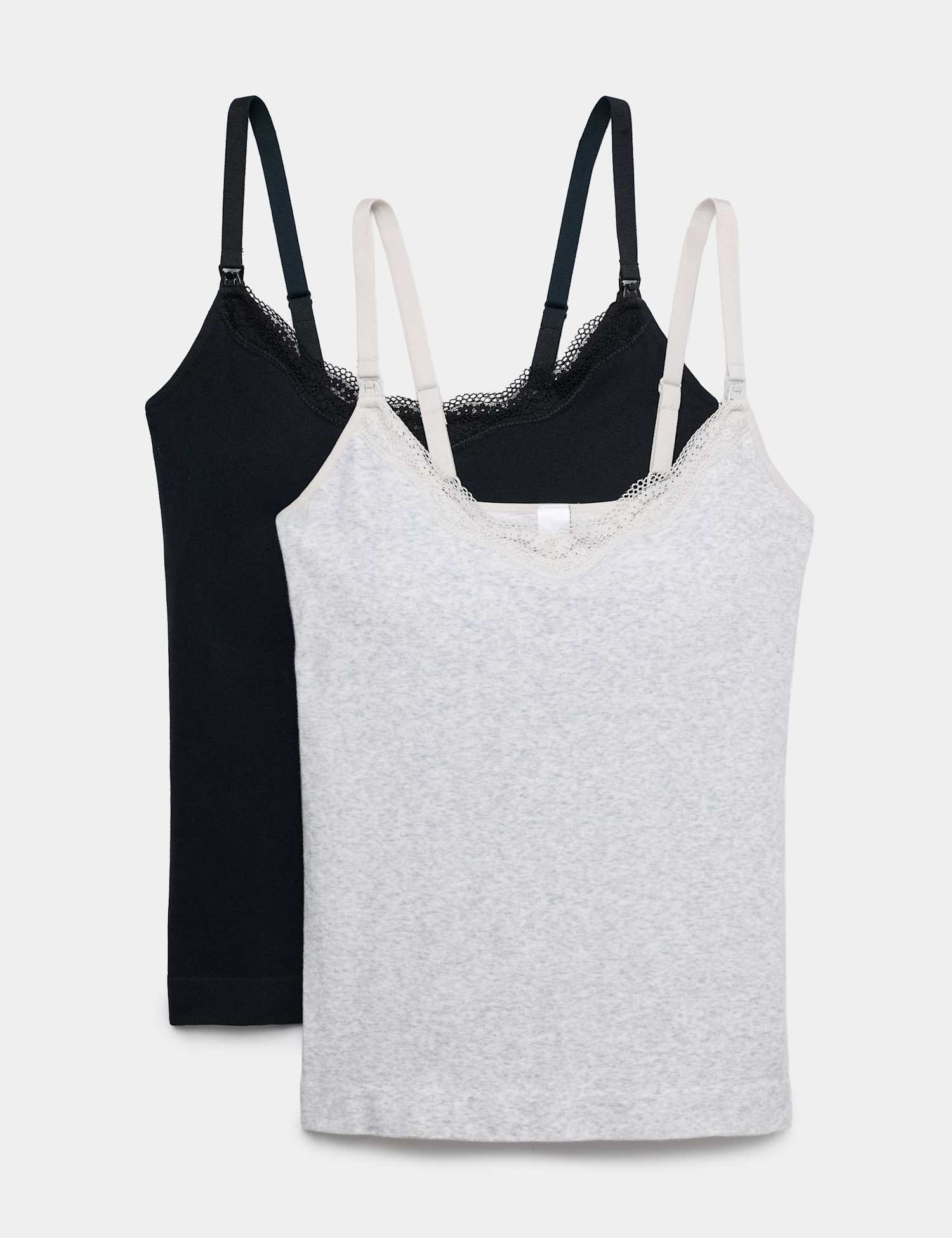 M&S 2 Pack Seamfree Lace Trim Nursing Vests Black Mix