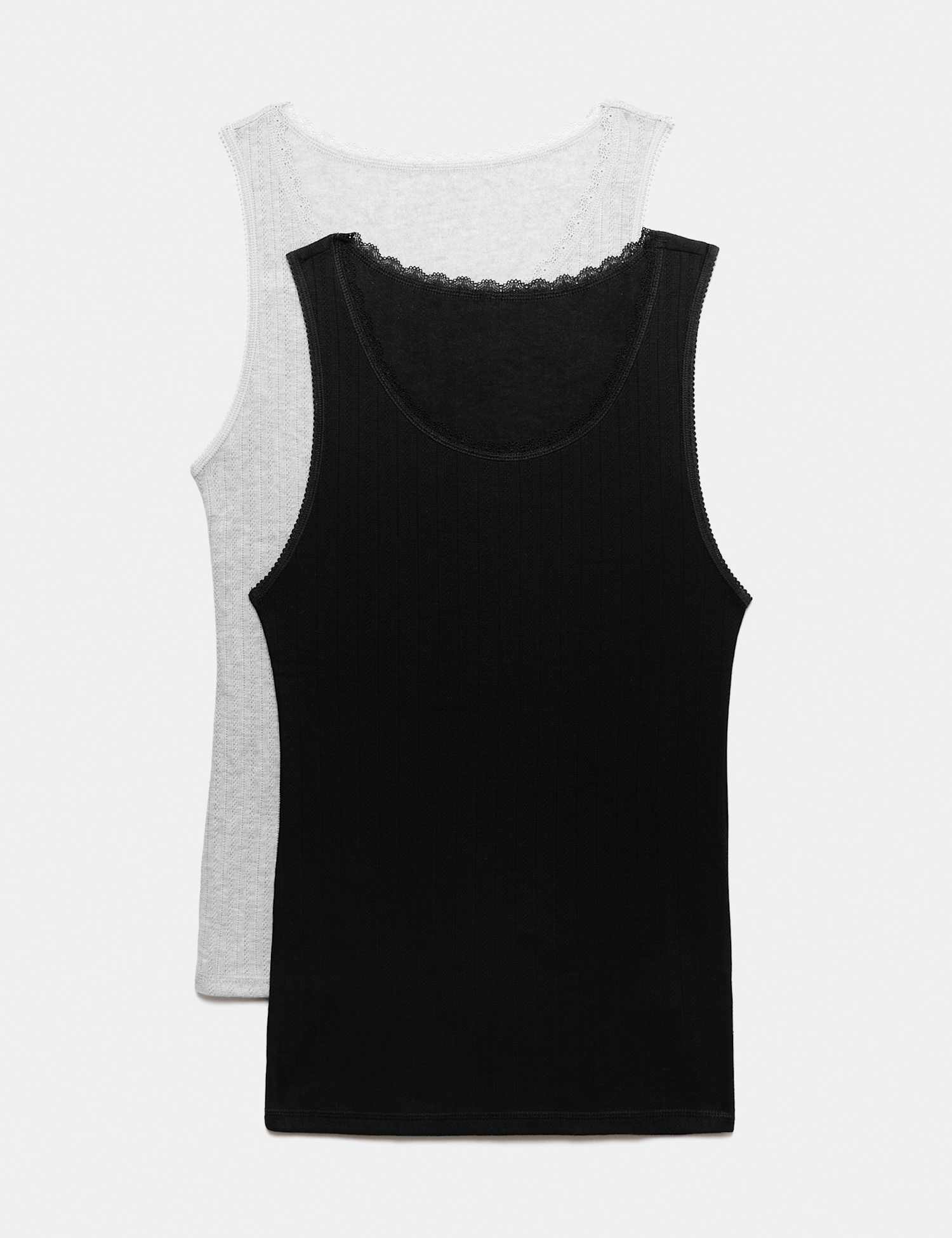 M&S 2 Pack Medium Warmth Thermal Pointelle Vests Black Mix