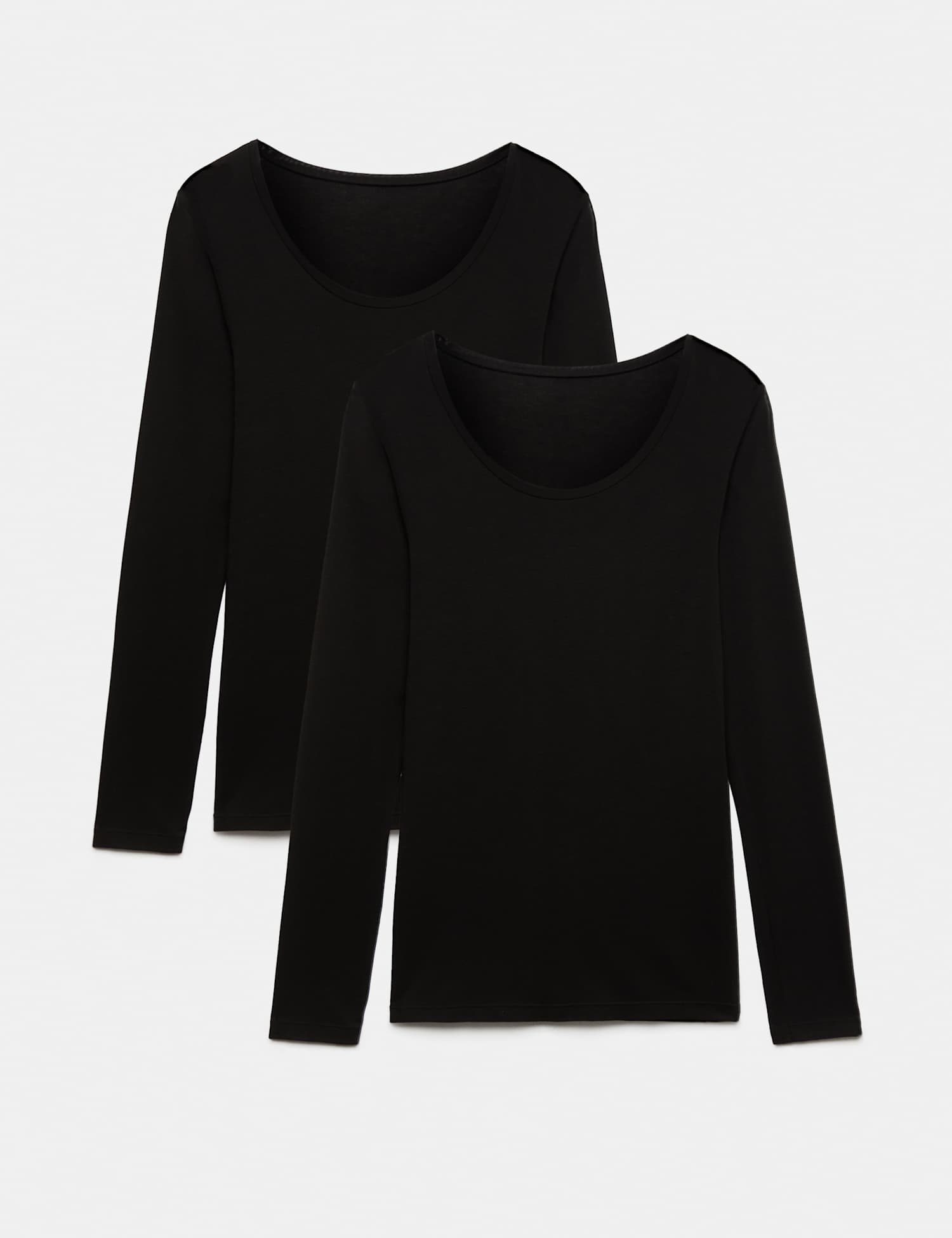 M&S 2 Pack Heatgen� Thermal Long Sleeve Tops Black