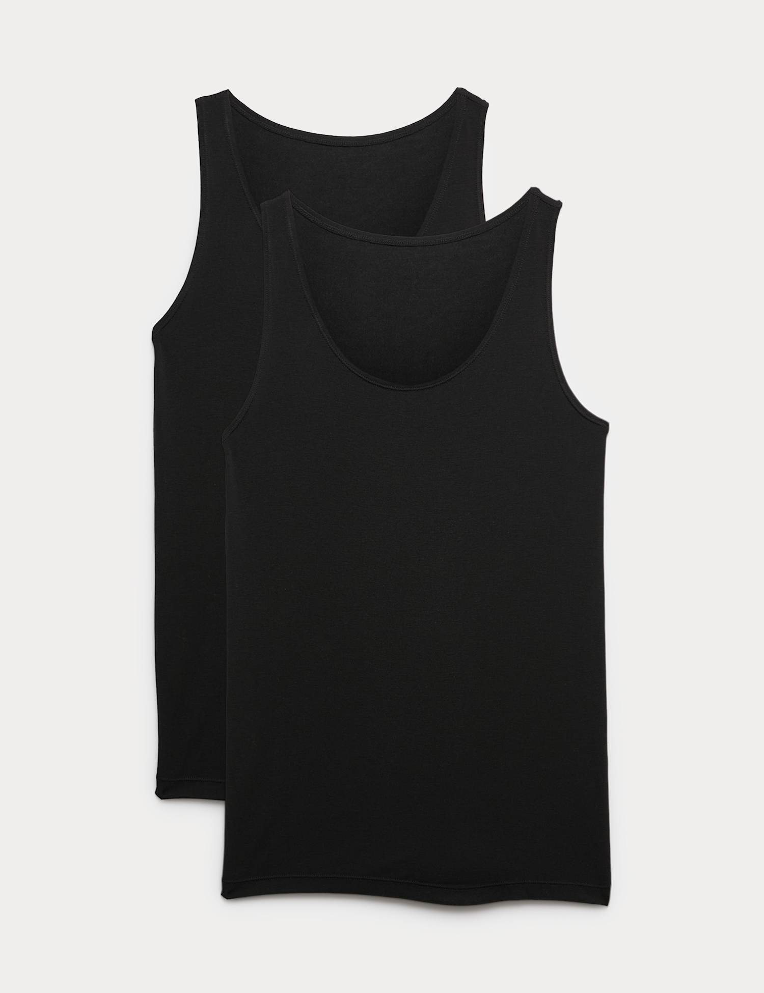 M&S 2 Pack Heatgen� Thermal Built-up Shoulder Vest Black