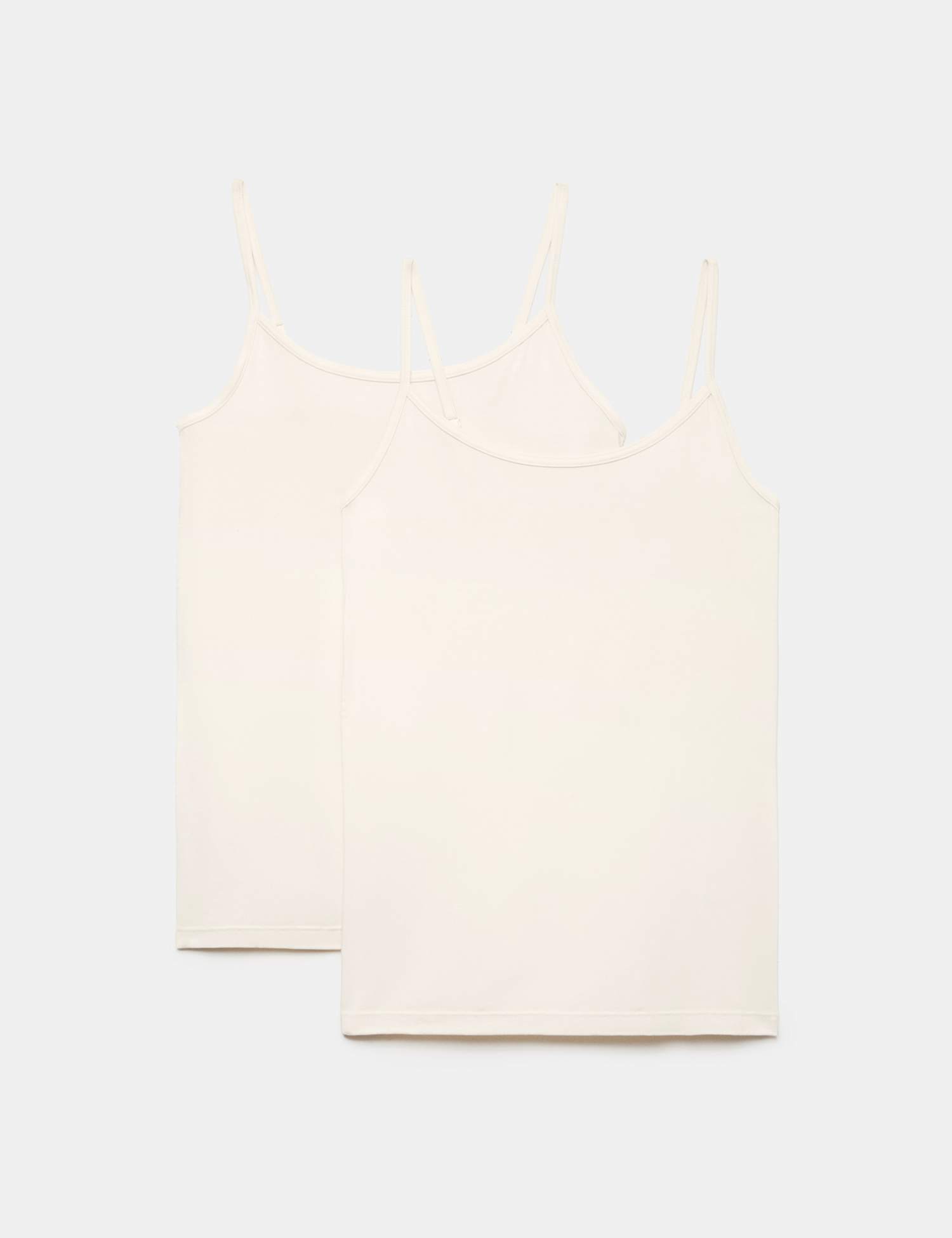 M&S 2 Pack Heatgen� Thermal Strappy Vests Light Cream