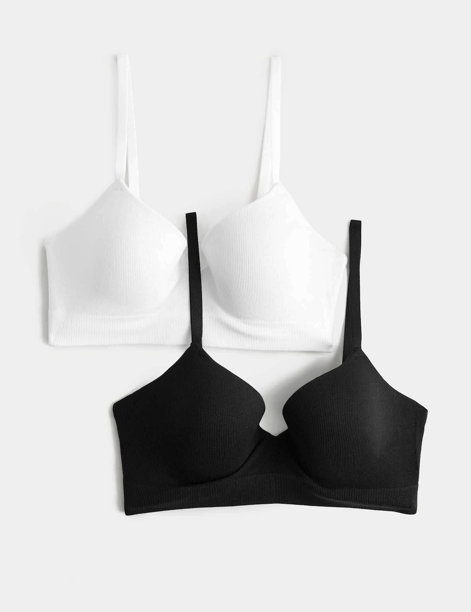 M&S 2 Pack Seamfree Wired Demi Cup Bras A-E Black Mix