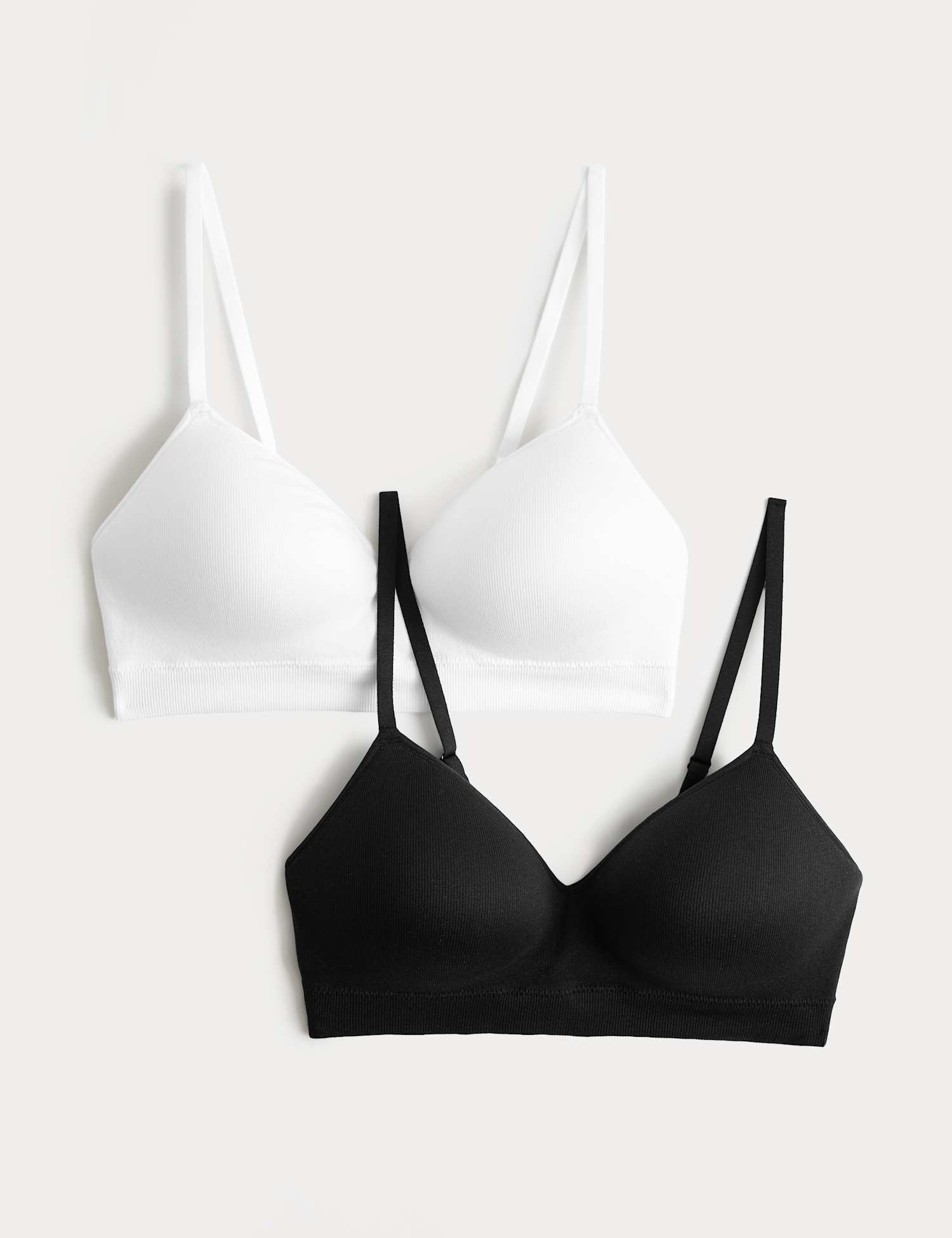 M&S 2 Pack Seamless Non Wired Full Cup Bras Black Mix