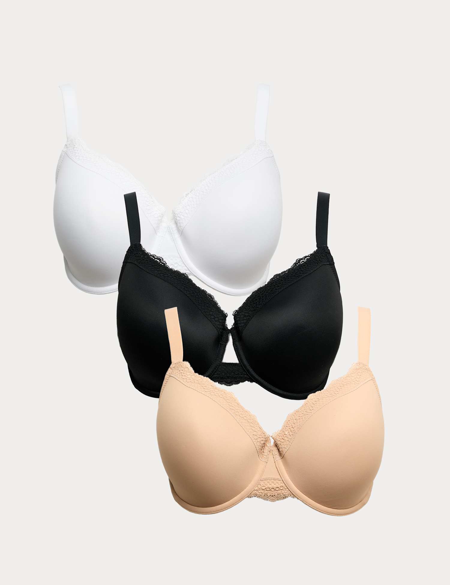 M&S 3pk Wired Full Cup Bras F-H Black Mix