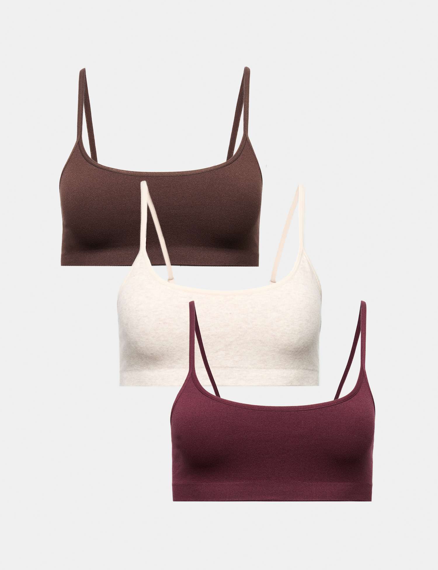 M&S 3 Pack Seamless Non Wired Micro Crop Tops Wine Mix