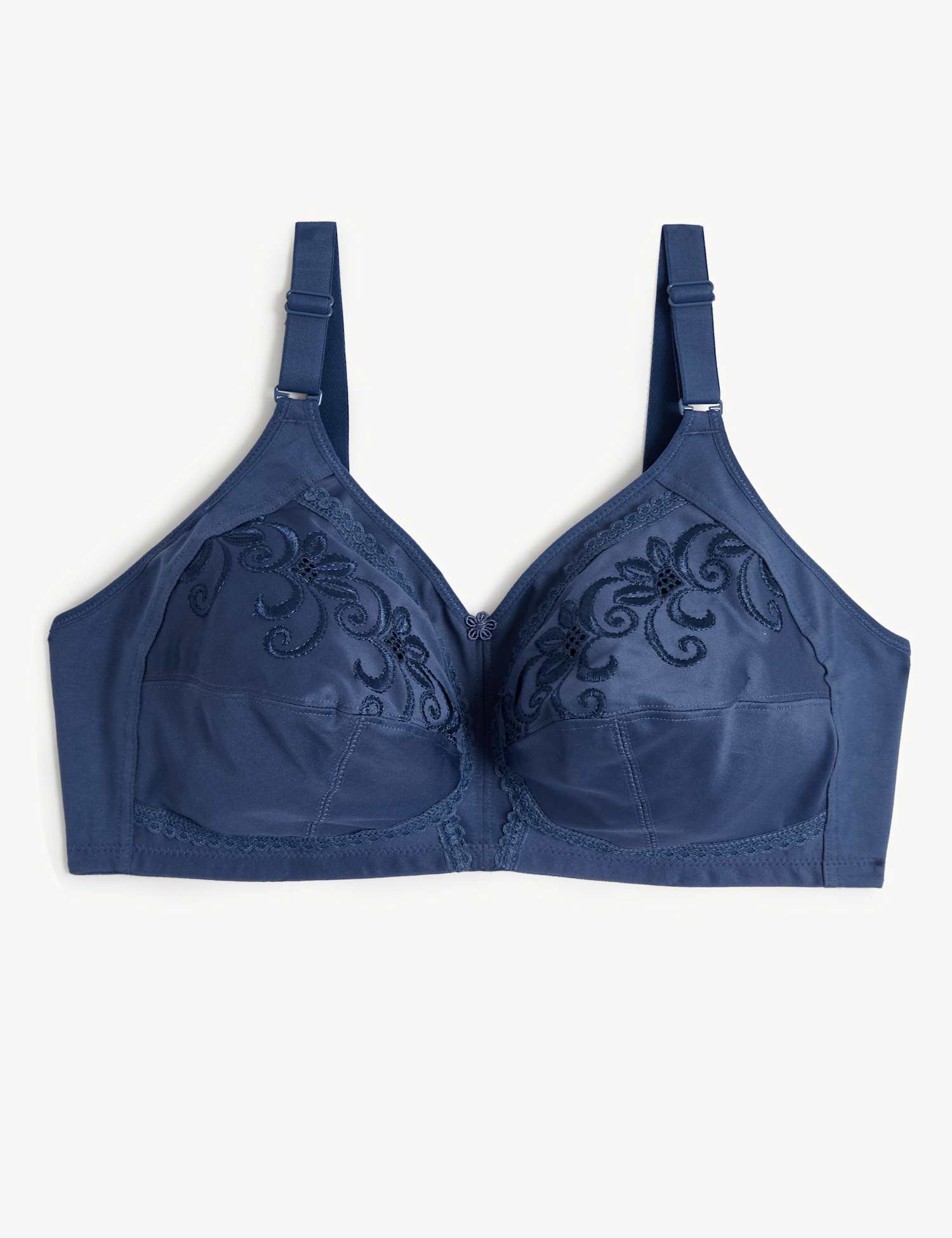 M&S Embroidered Non Wired Total Support Bra Indigo