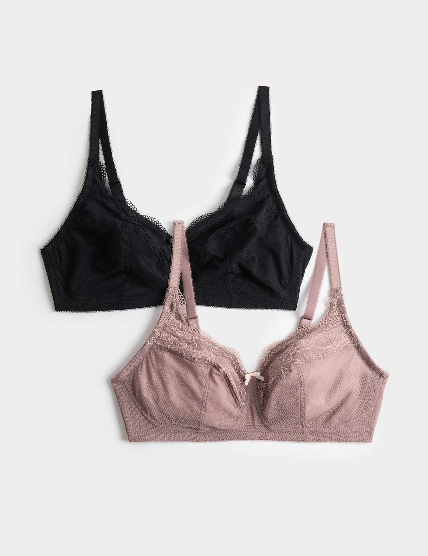 M&S 2 Pack Jasmine Lace Total Support Bras B-H Praline