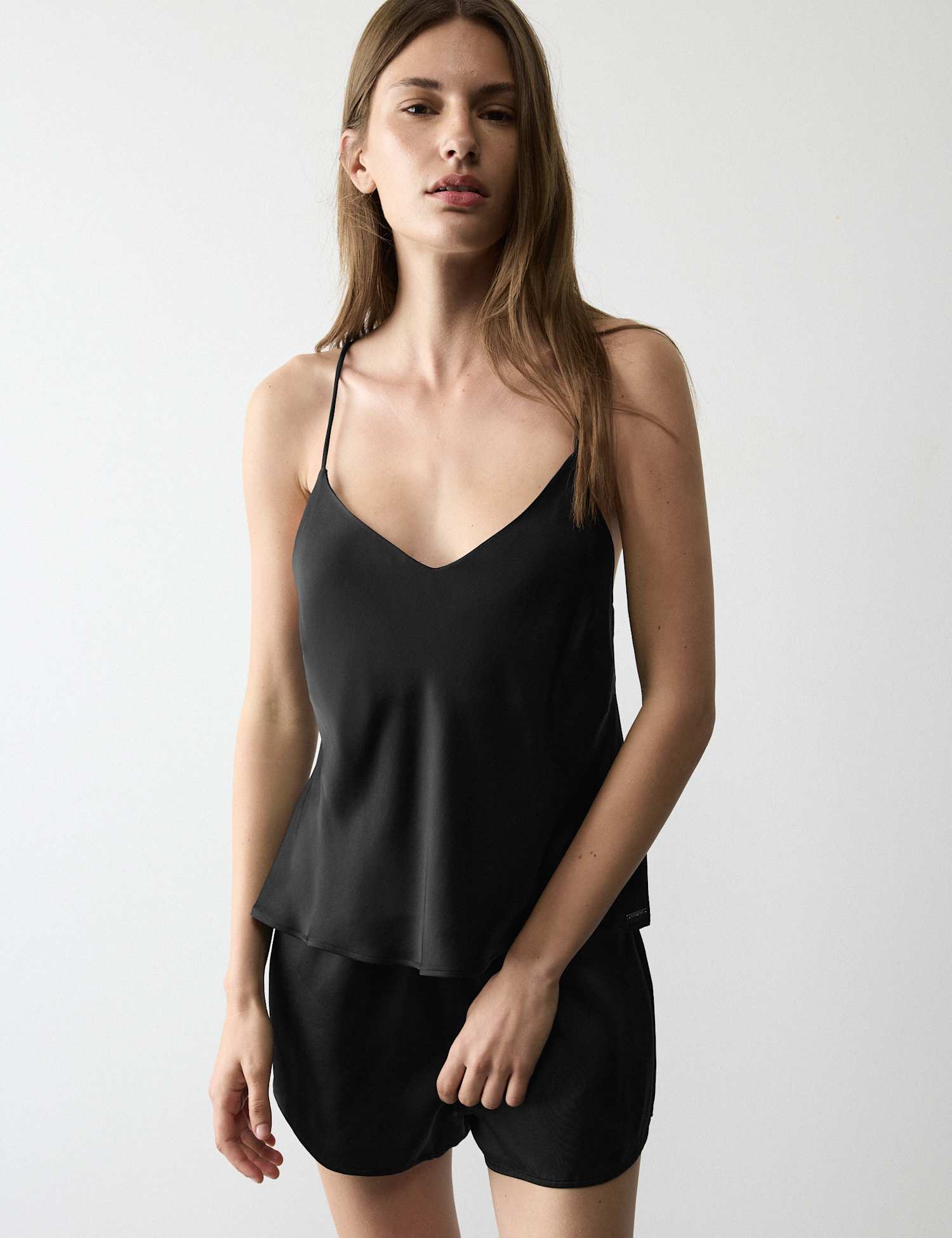 Autograph Satin Cami Shortie Pyjama Set Black