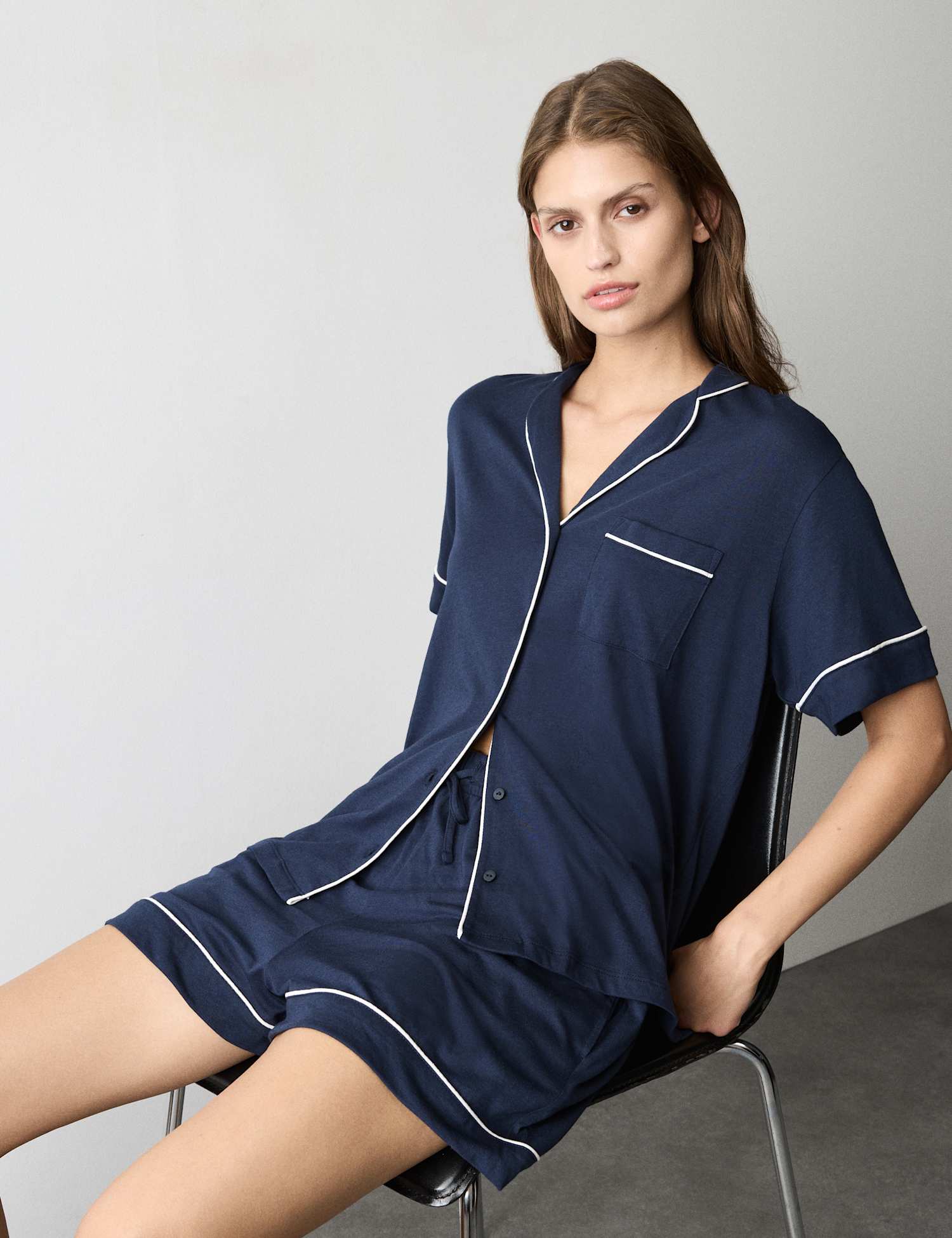Autograph Cool Comfort� Cotton Modal Shortie Set Navy