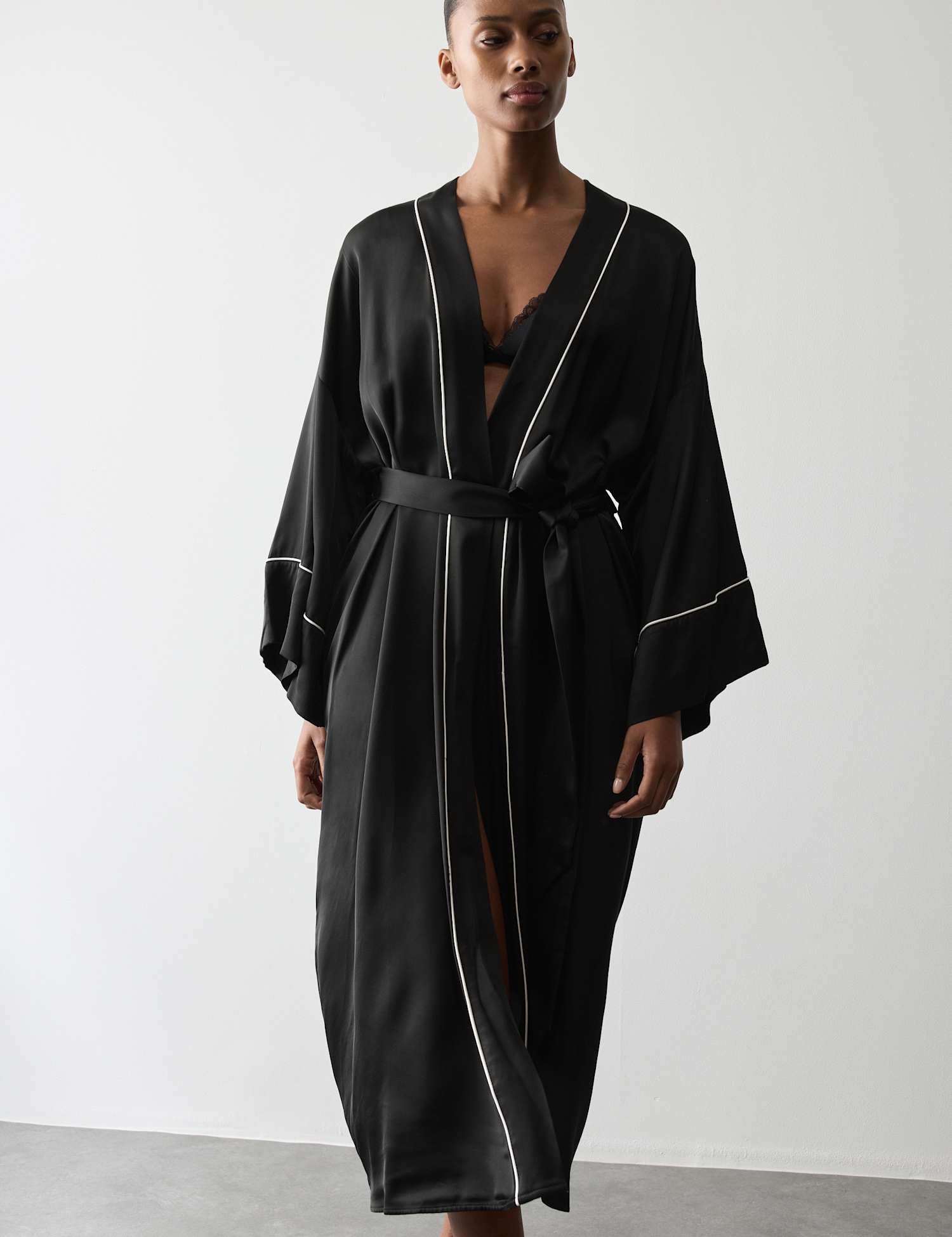 Autograph Satin Long Wrap Black
