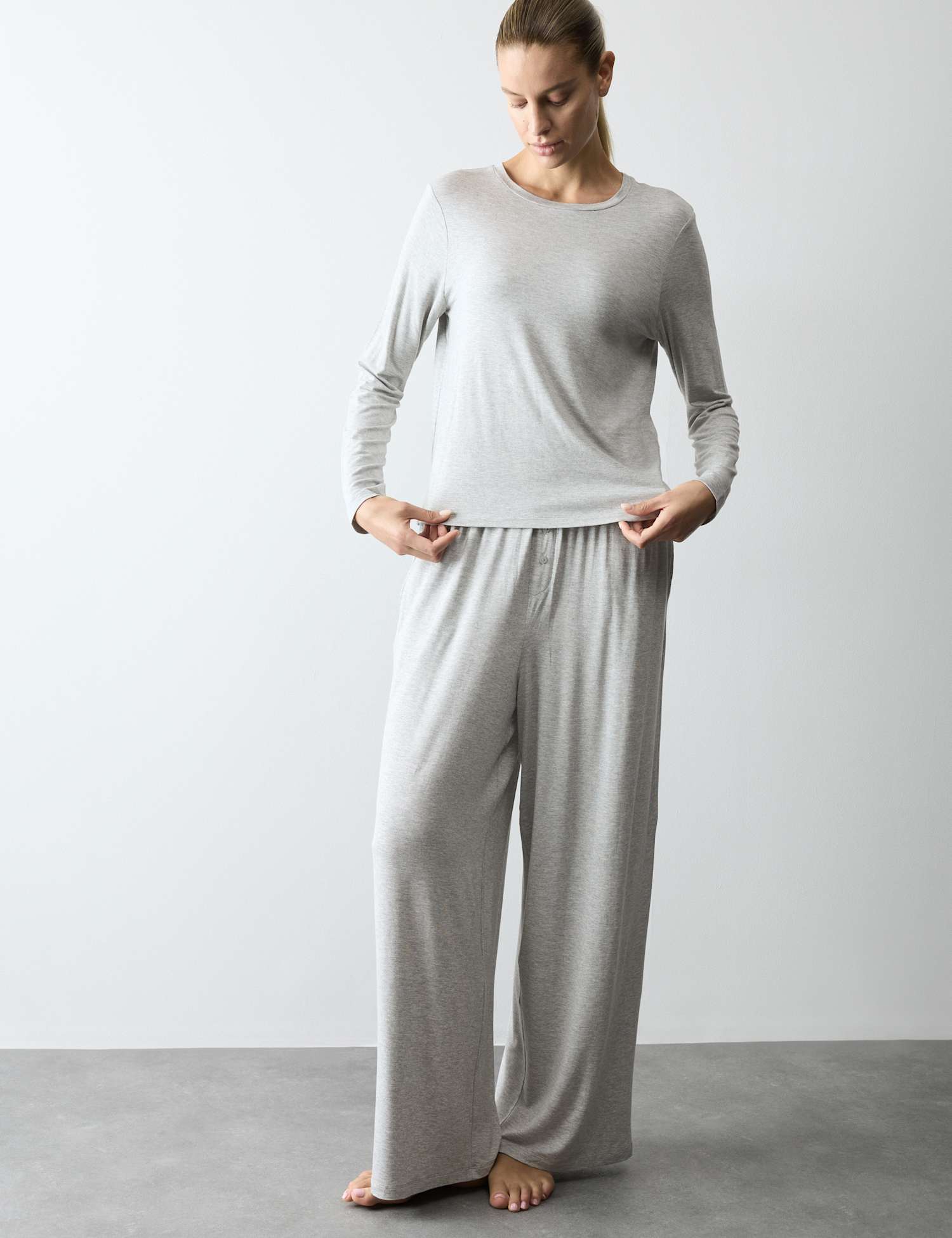 Autograph Modal Rich Wide Leg Pyjama Bottoms Grey