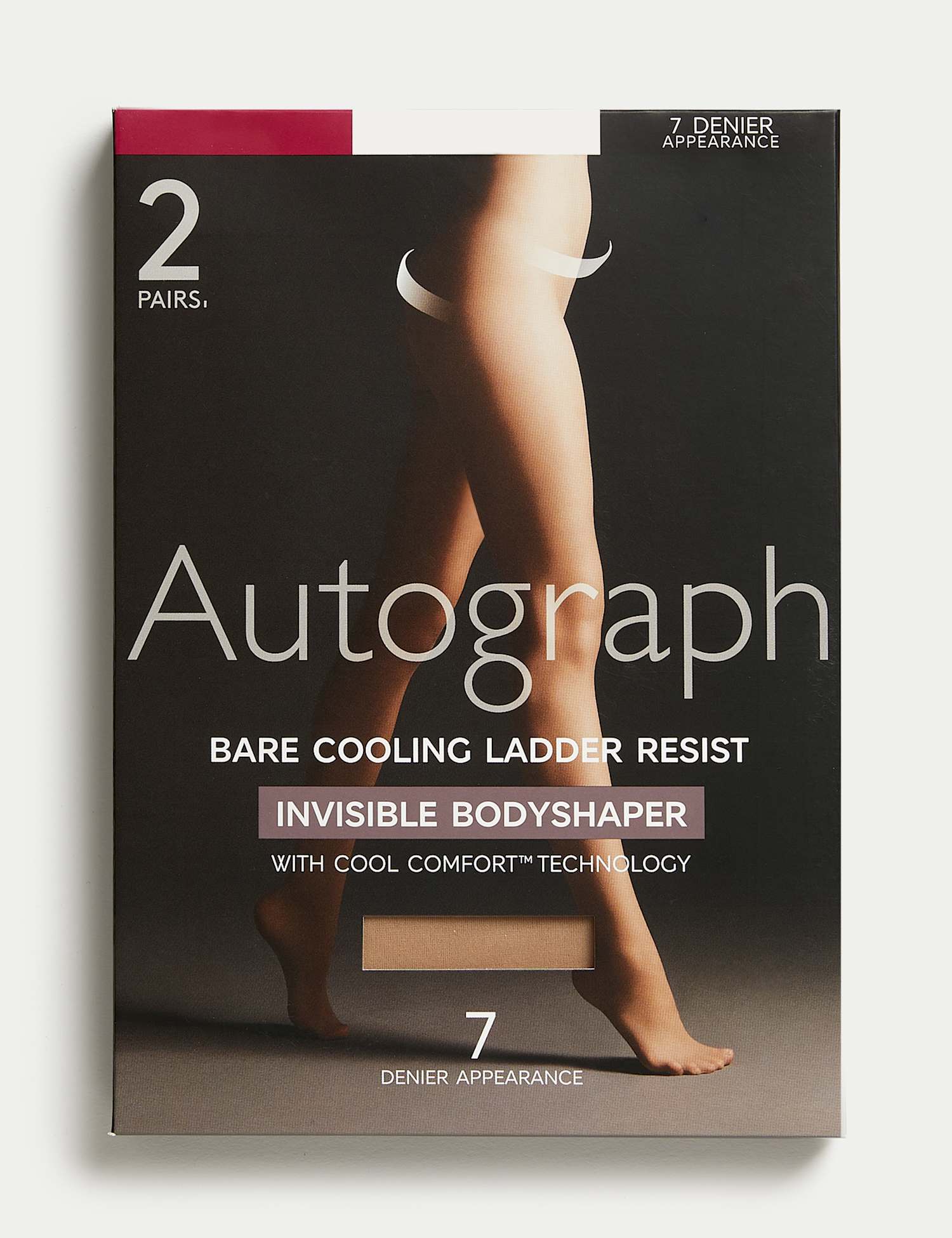 Autograph 2 Pack 7 Denier Body Shaping Sheer Tights Rose Quartz