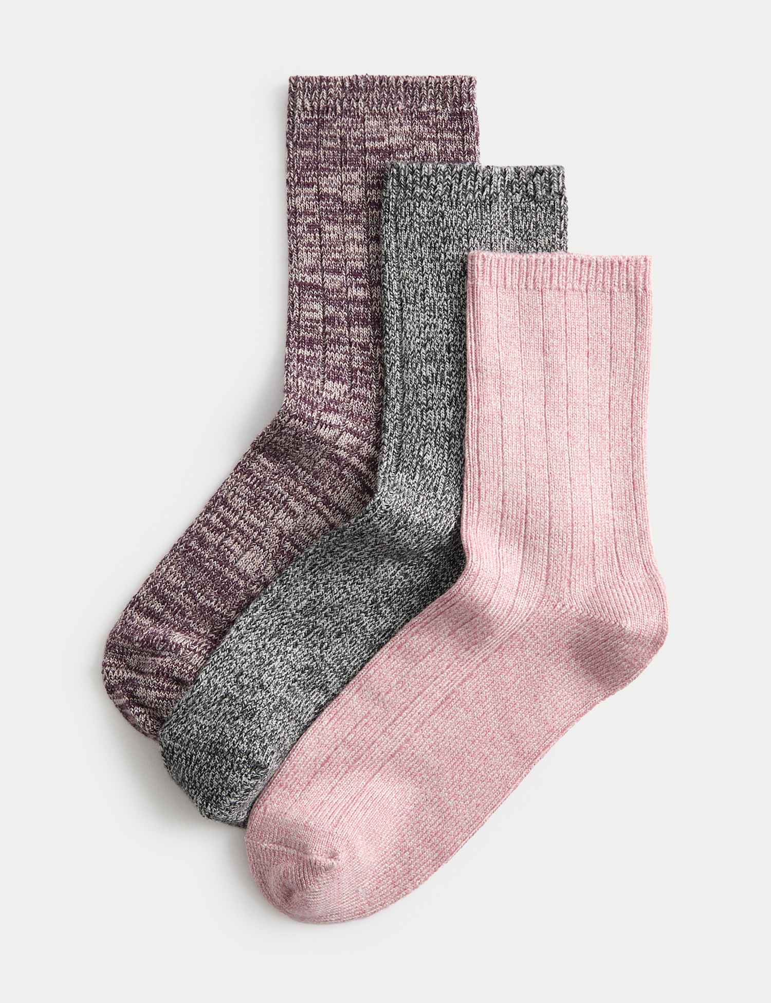 M&S 3pk Sumptuously Soft� Thermal Crew Socks Blush