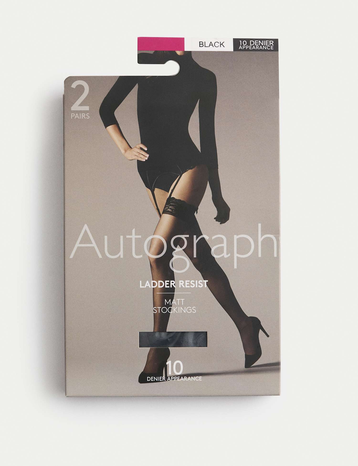 Autograph 2 Pack 10 Denier Ladder Resist Matt Stockings Black