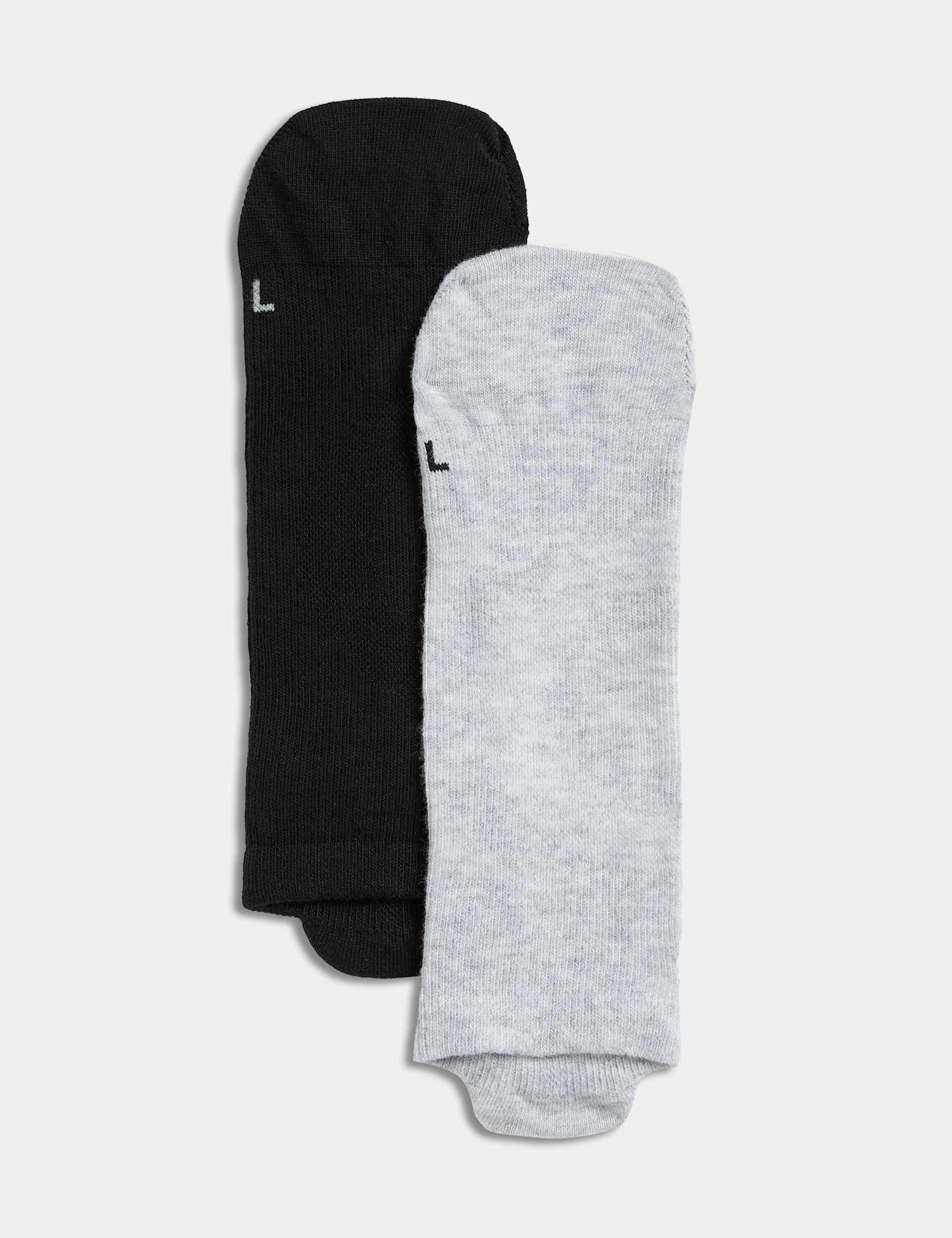 Goodmove 2 Pack Cotton Blend Pilates Socks Grey Mix
