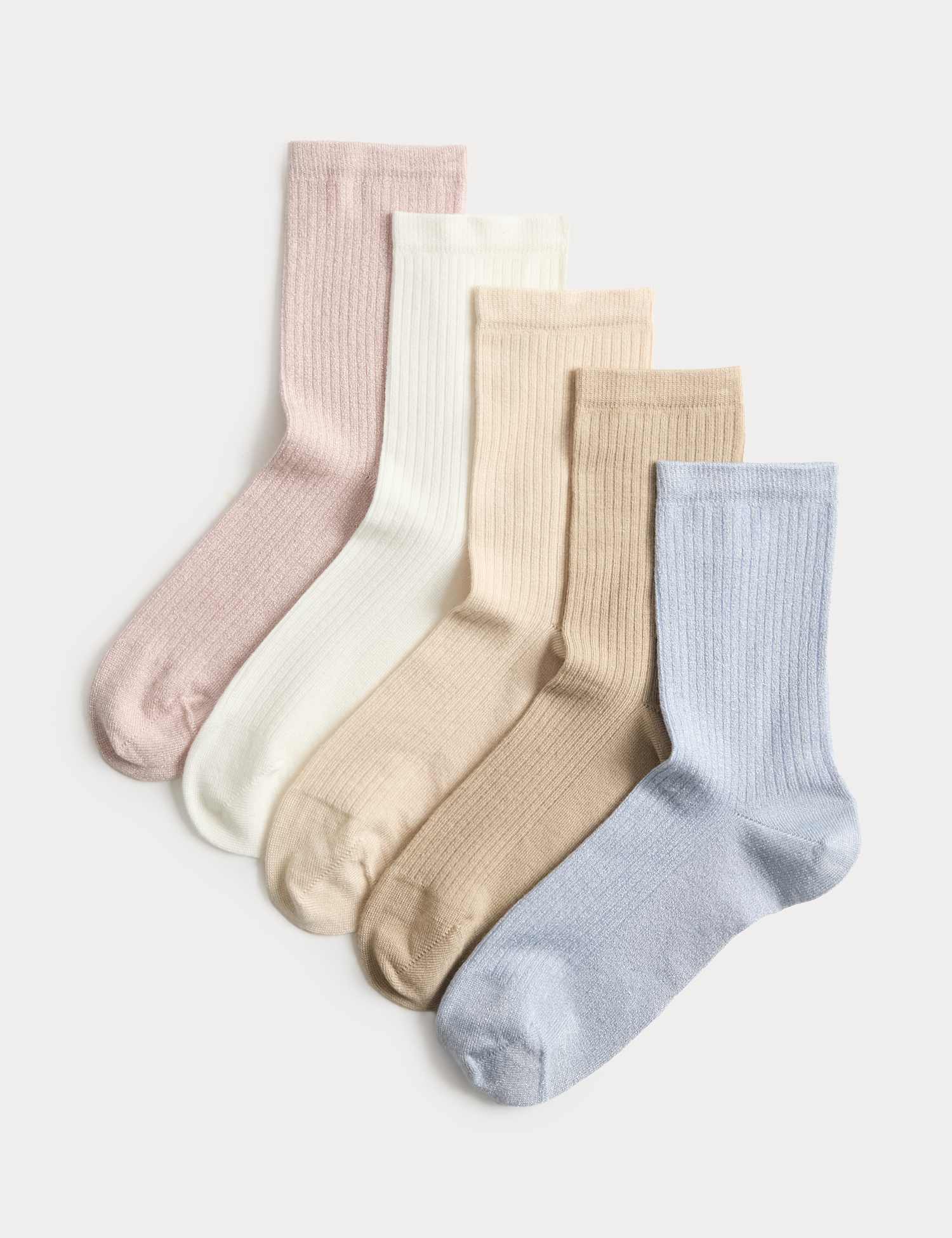 M&S 5 Pack Supersoft Crew Socks Blue Mix