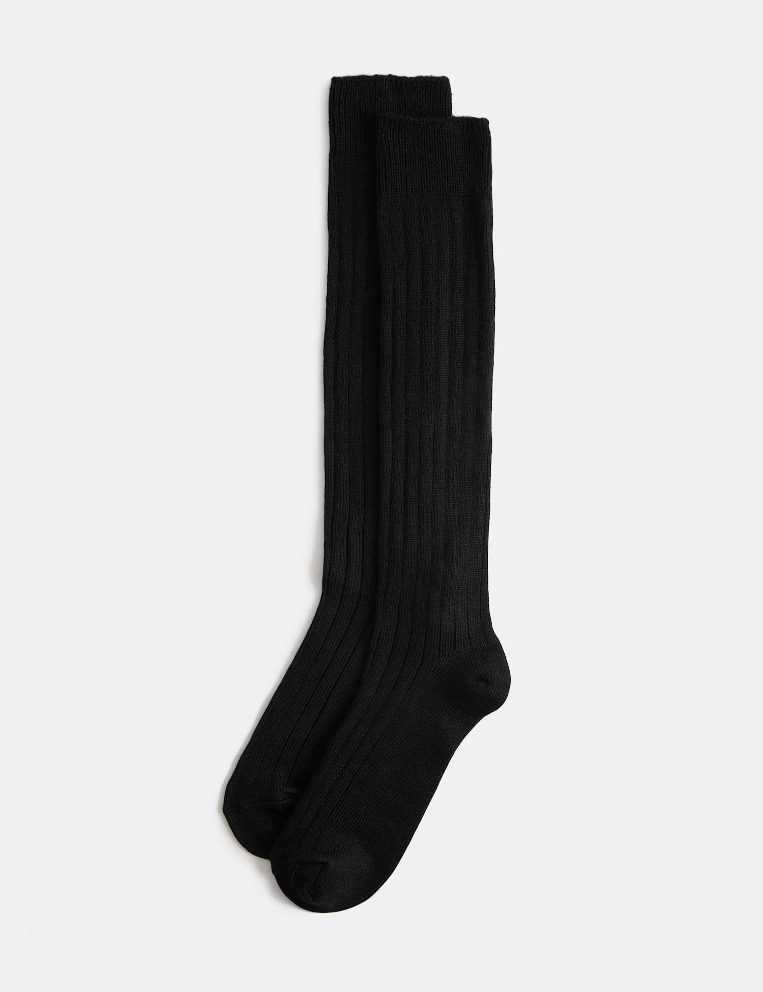 M&S 2 Pack Thermal Knee High Socks Black