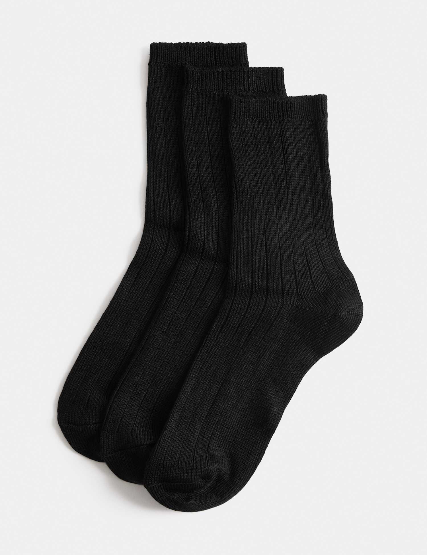 M&S 3 Pack Thermal Super Soft Ankle High Socks Black