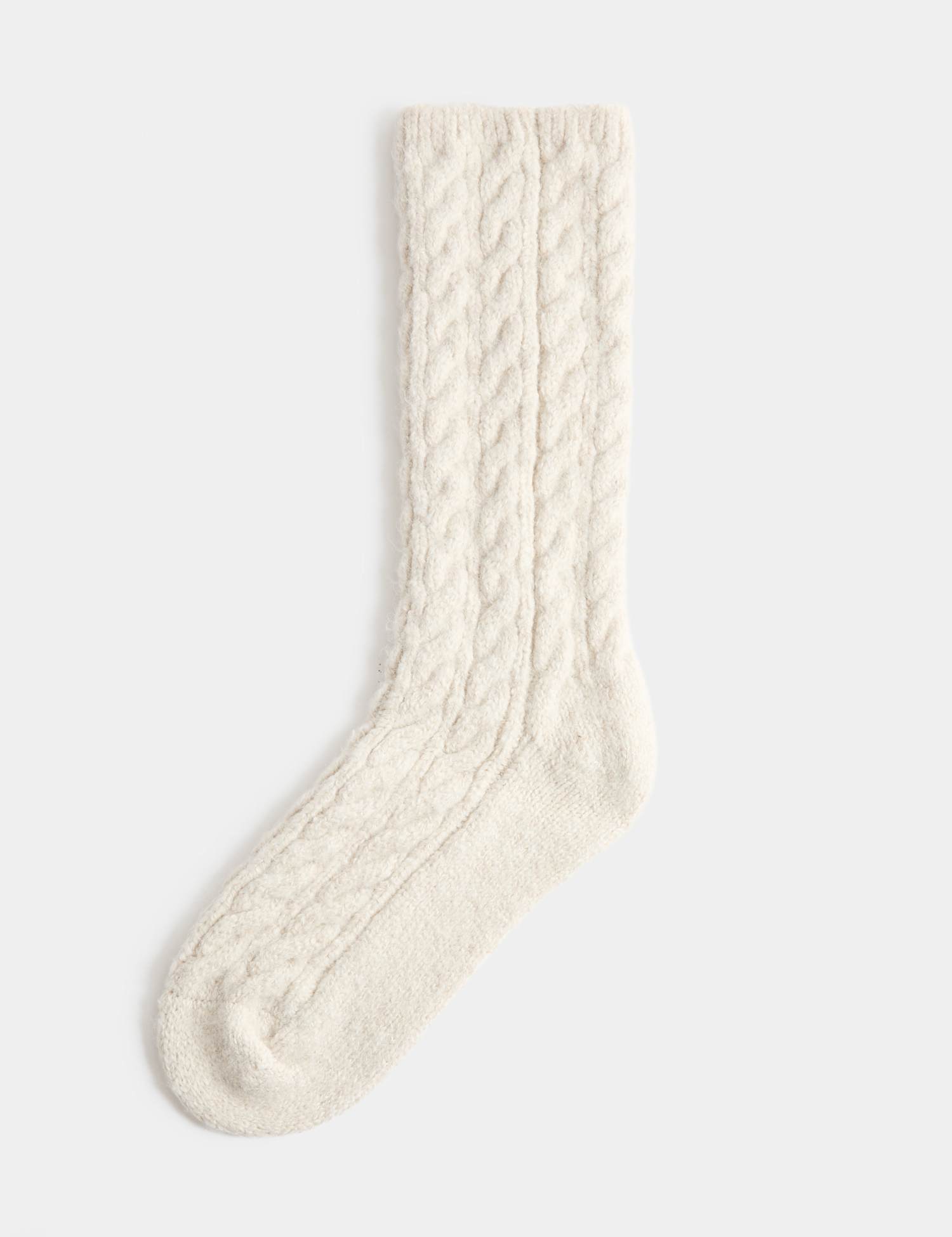 M&S Cable Knit Crew Socks Oatmeal