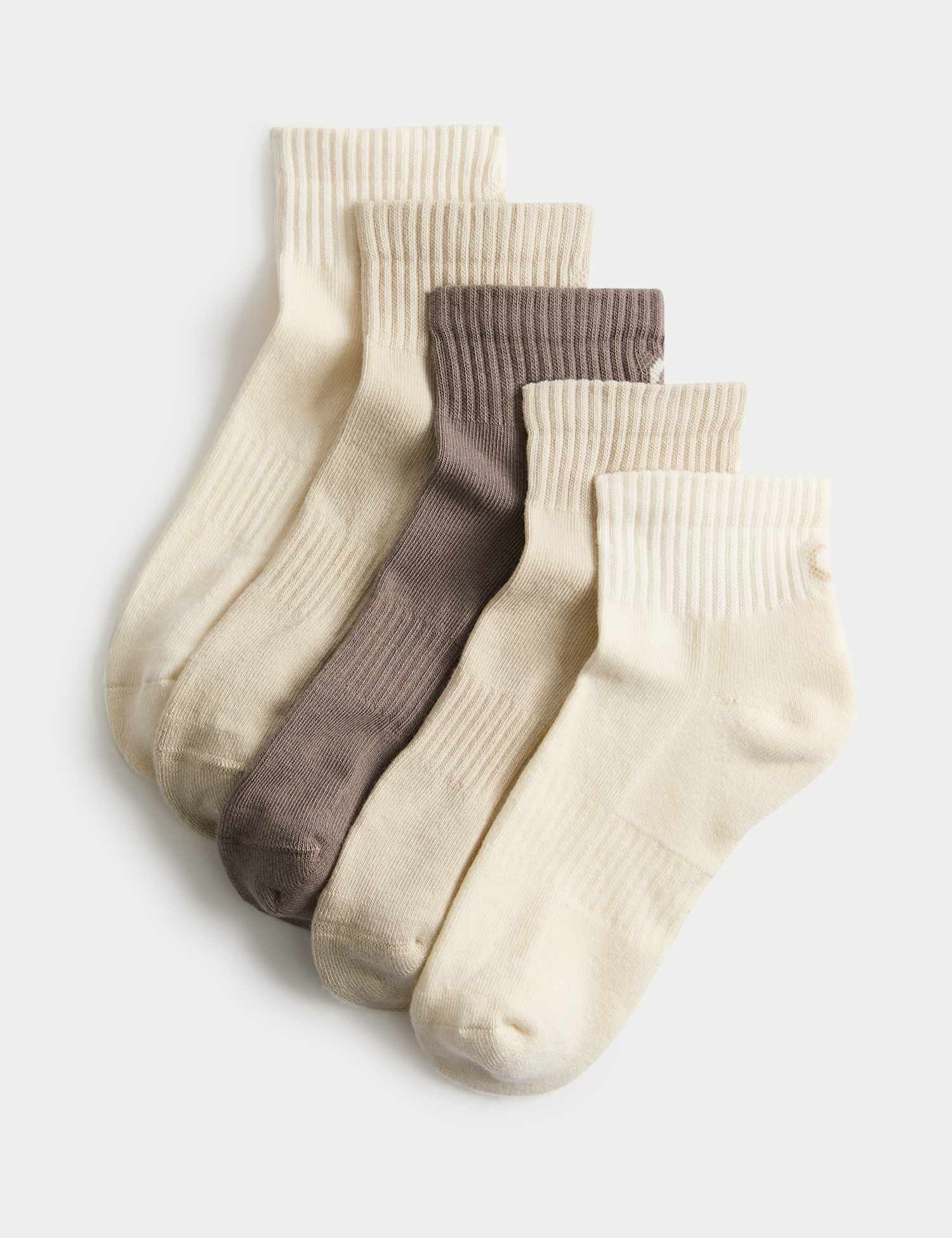 Goodmove 5 Pack Cotton Rich Cushioned Anklets Antique Cream