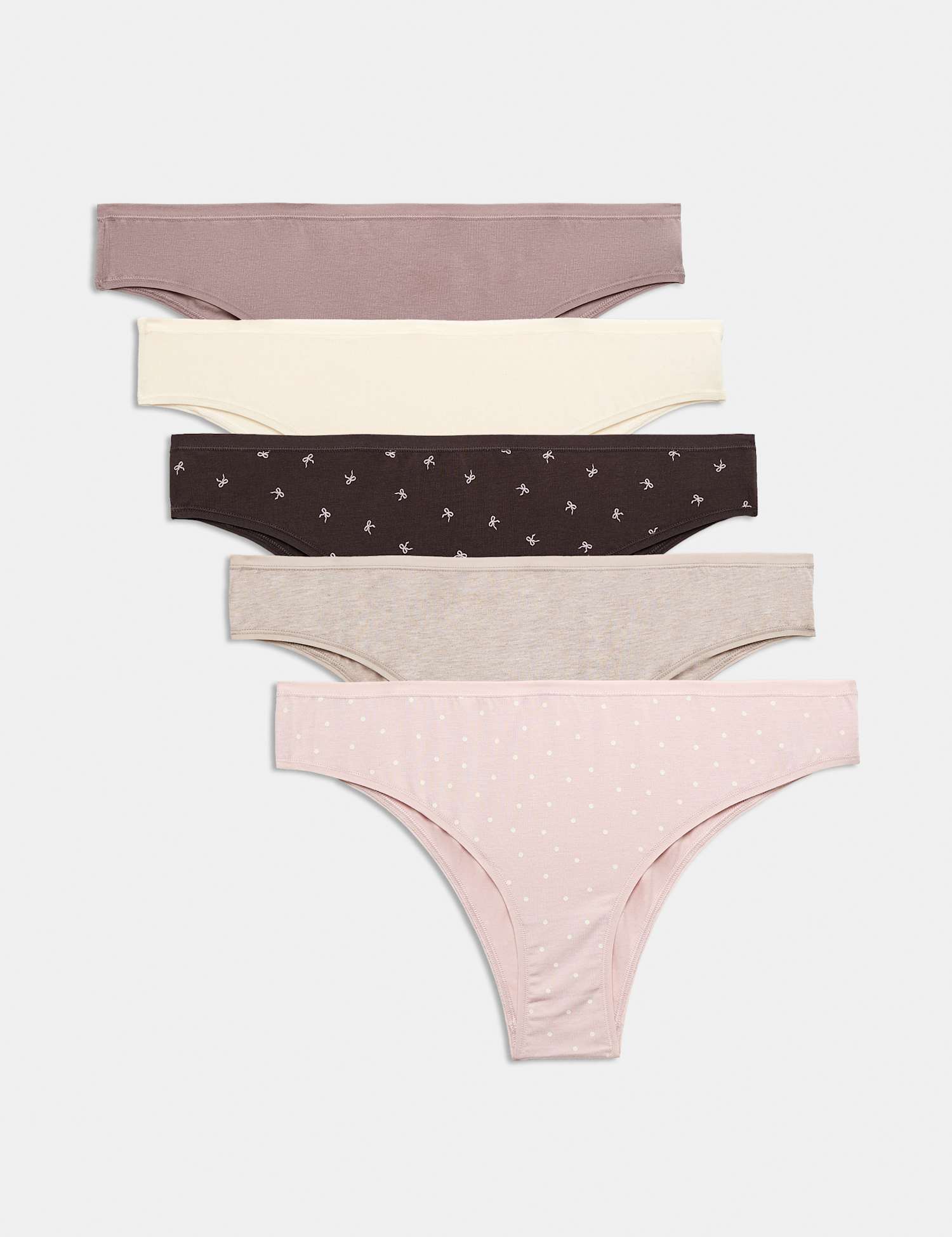 M&S 5pk Cotton Modal Brazilian Knickers Dark Brown