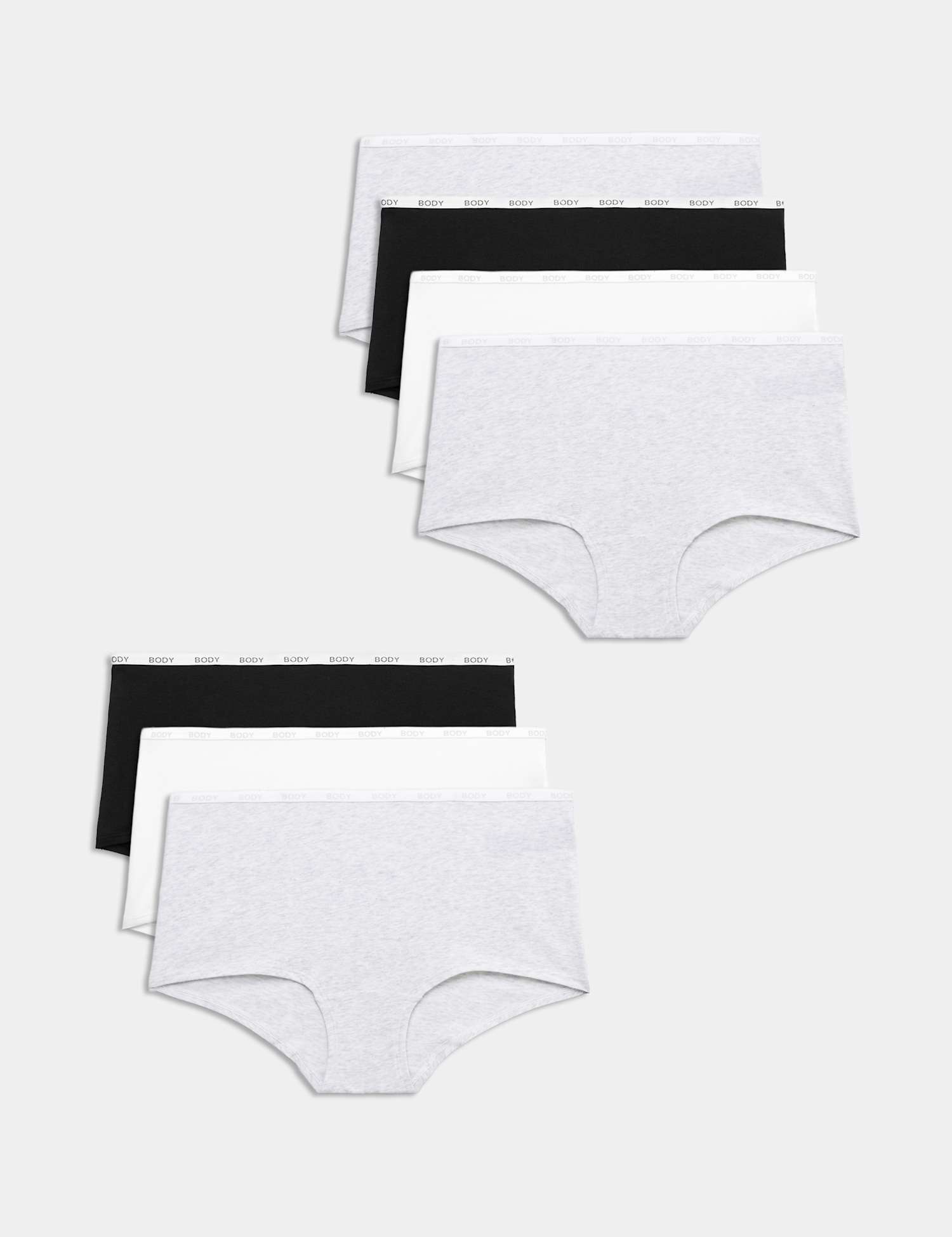 M&S 7 Pack Cotton Rich High Rise Knicker Shorts Grey Mix