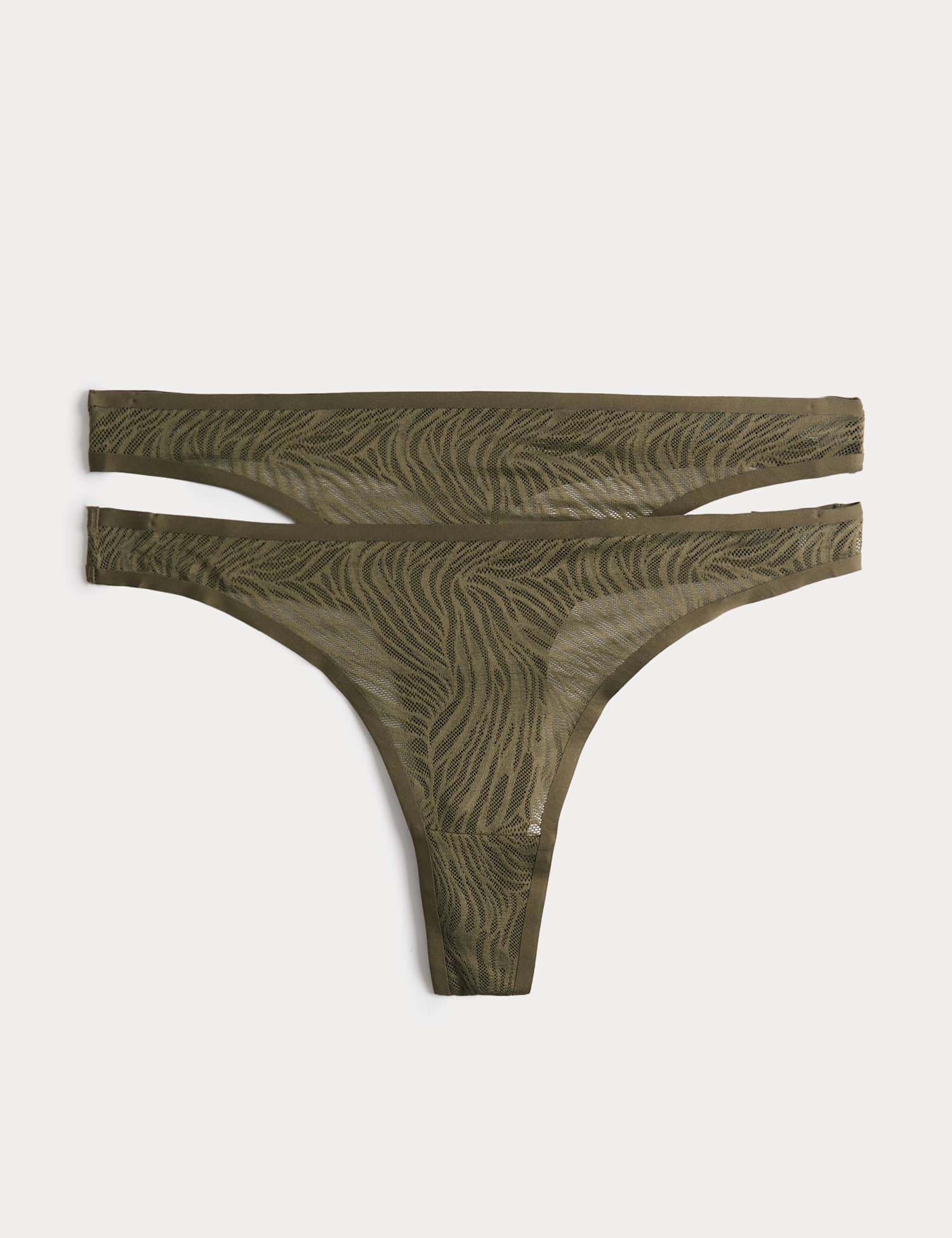 Body by M&S 2 Pack Body Lace Thongs Dark Olive