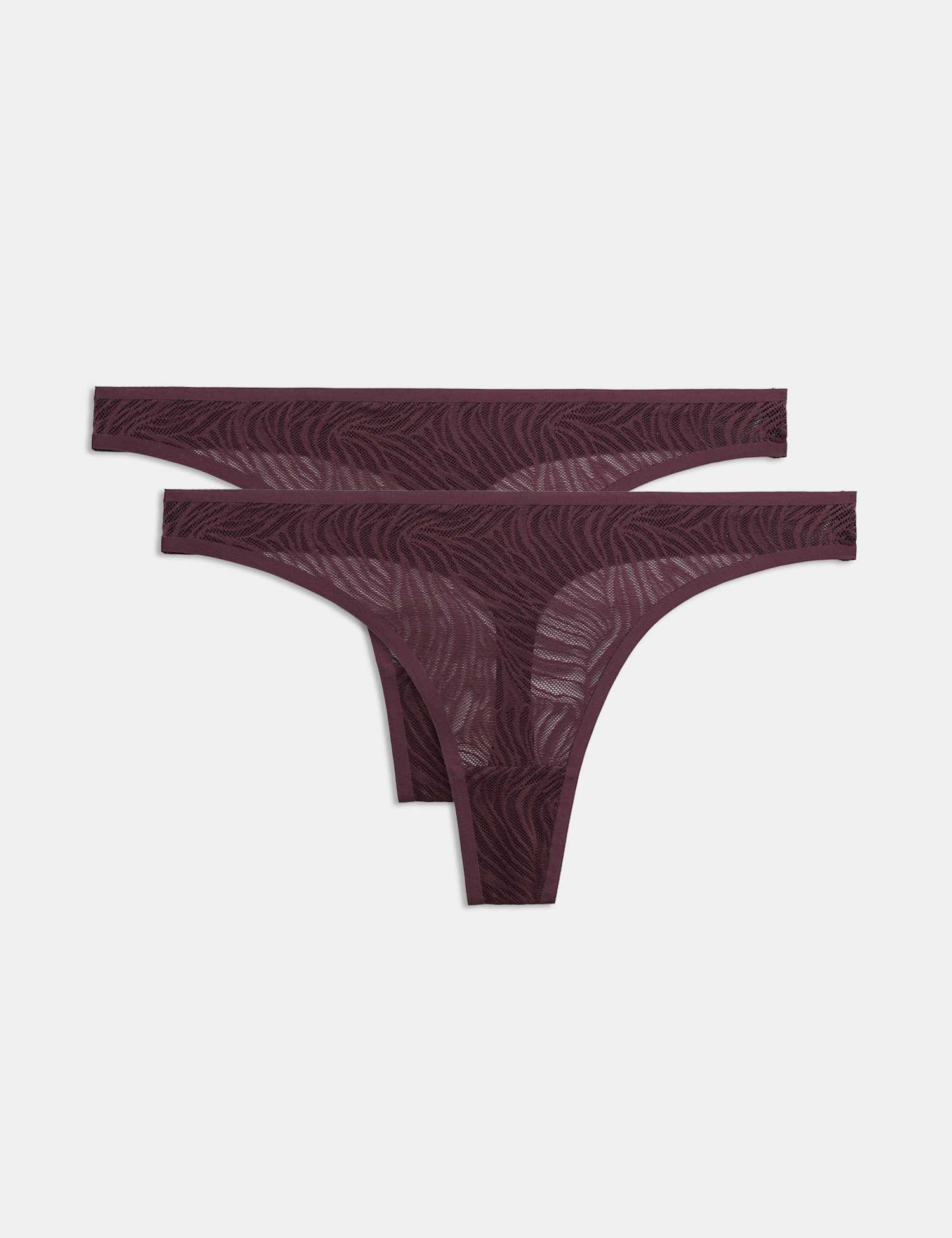 Body by M&S 2 Pack Body Lace Thongs Dark Aubergine