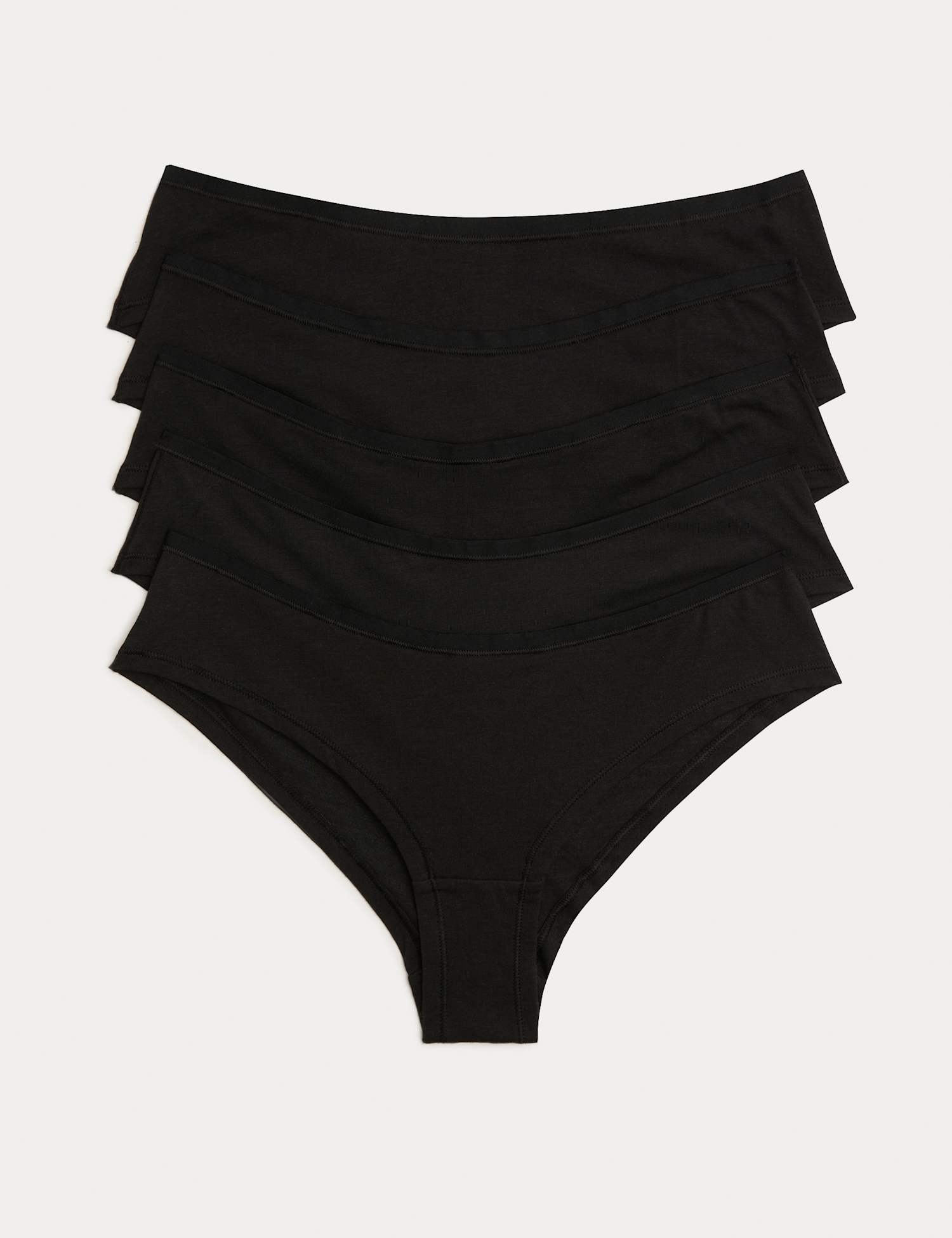 M&S 5 Pack Cotton Modal Hipster Knickers Black