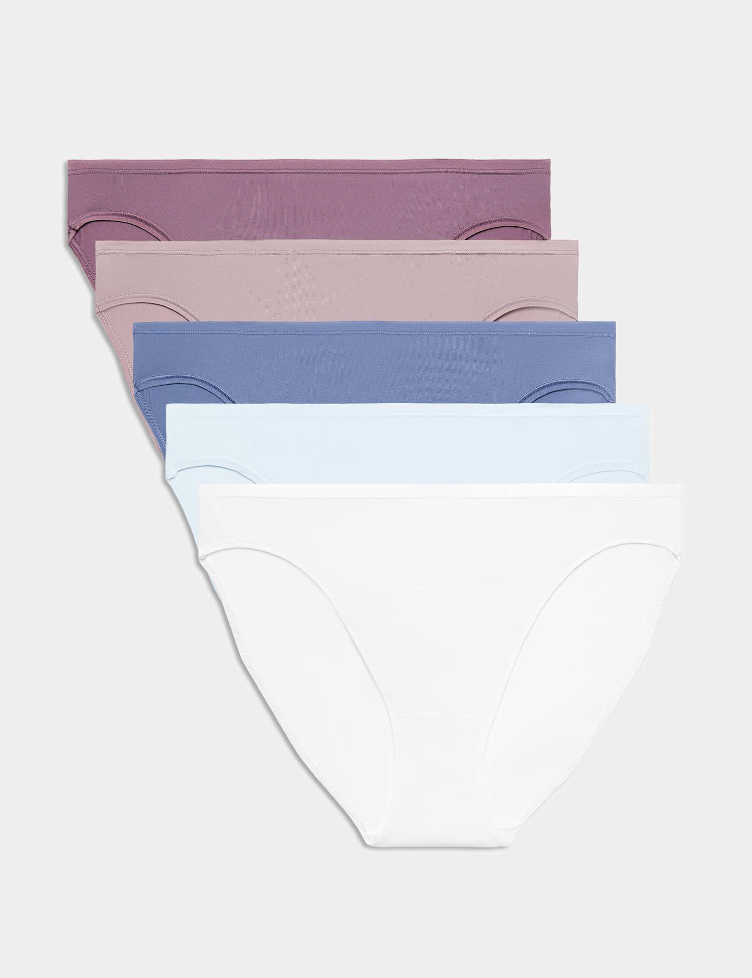 M&S 5pk Microfibre High Leg Knickers Blueberry