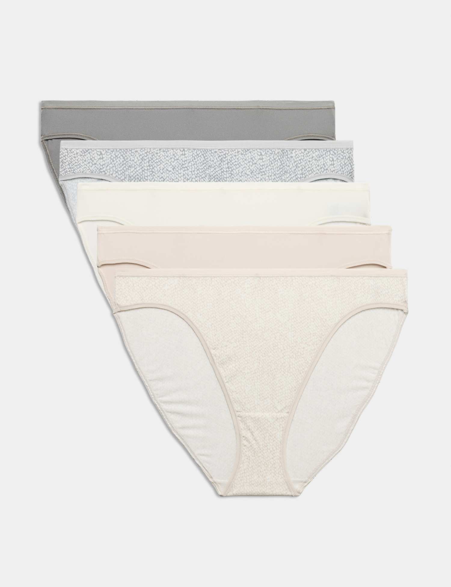 M&S 5pk Microfibre High Leg Knickers Grey Mix