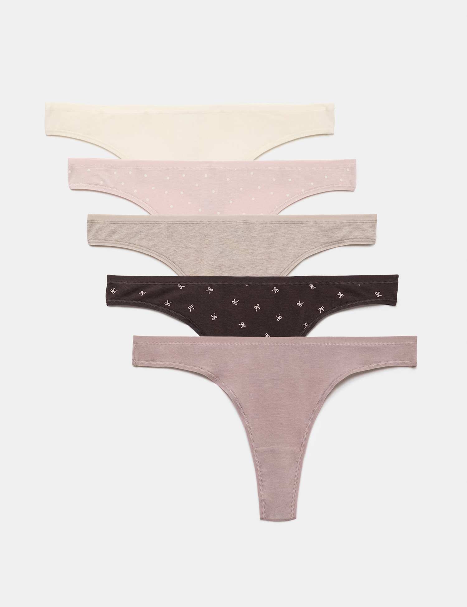 M&S 5 Pack Cotton Modal Thongs Dark Brown