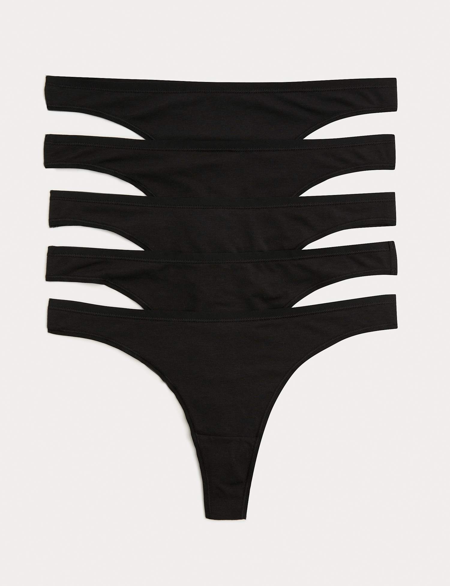 M&S 5 Pack Cotton Modal Thongs Black