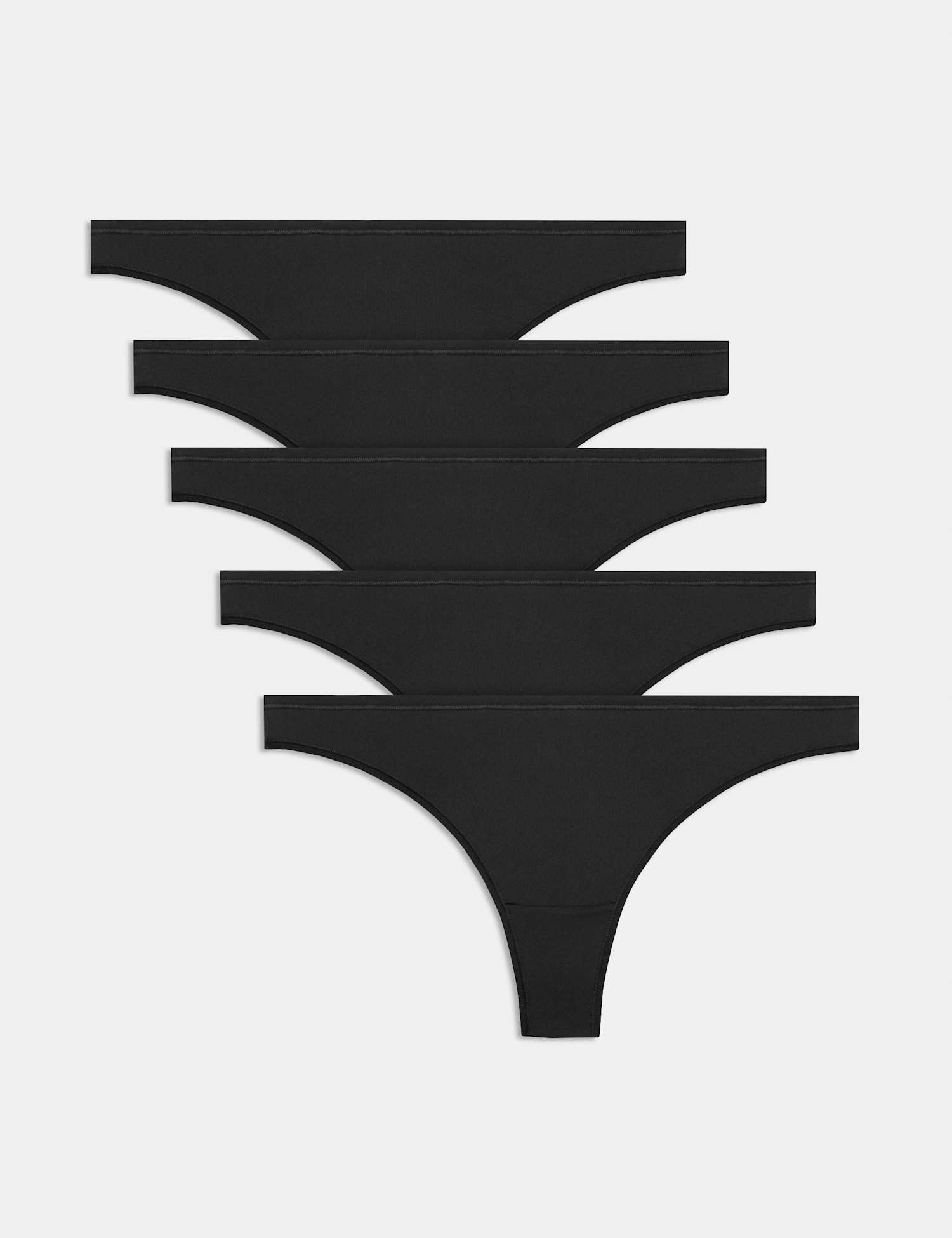 M&S 5pk Microfibre Low Rise Thongs Black