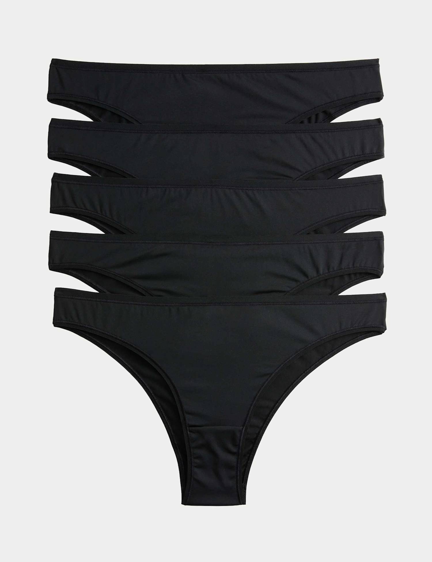 M&S 5pk Microfibre Brazilian Knickers Black