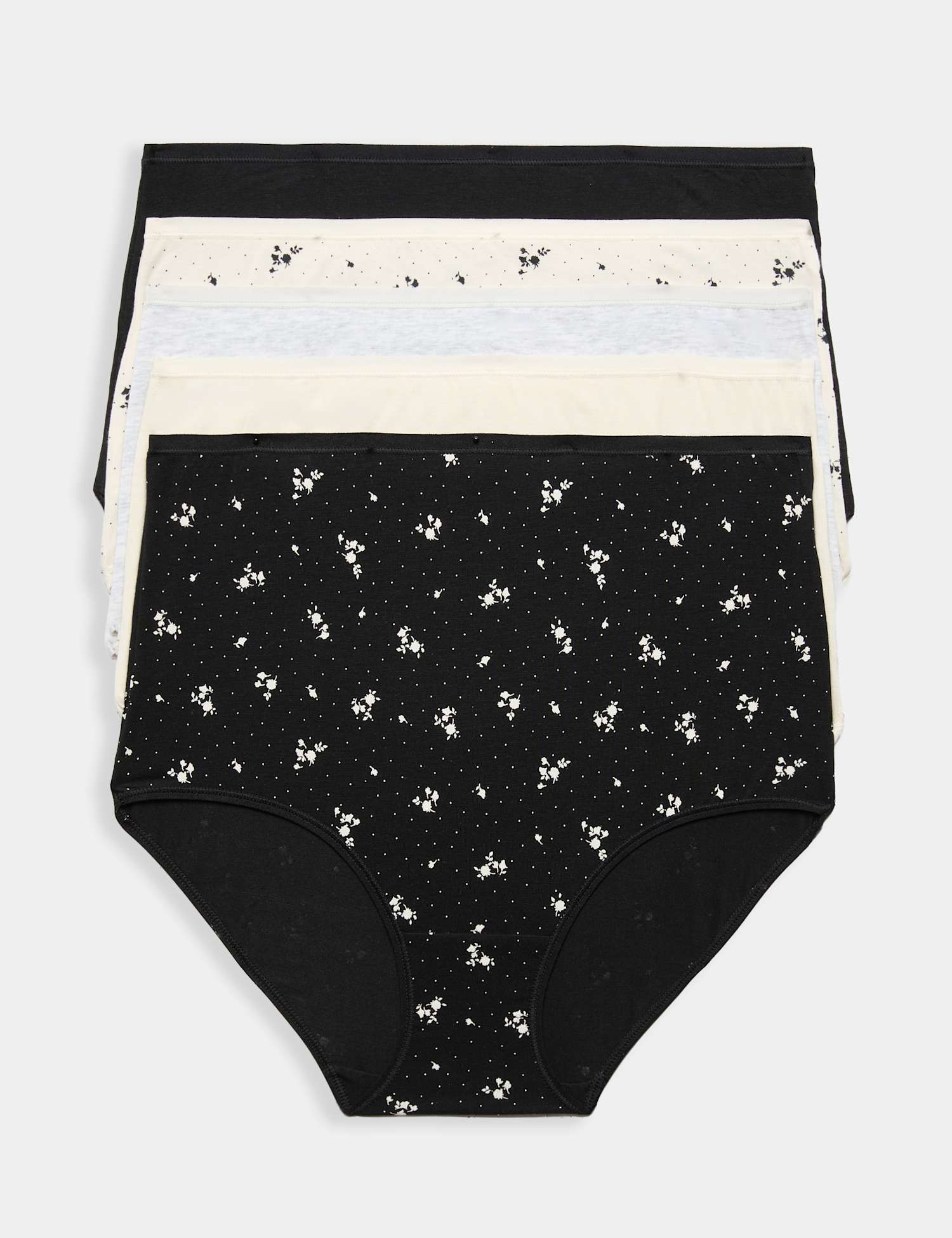 M&S 5pk Cotton Modal Rich Full Briefs Black Mix