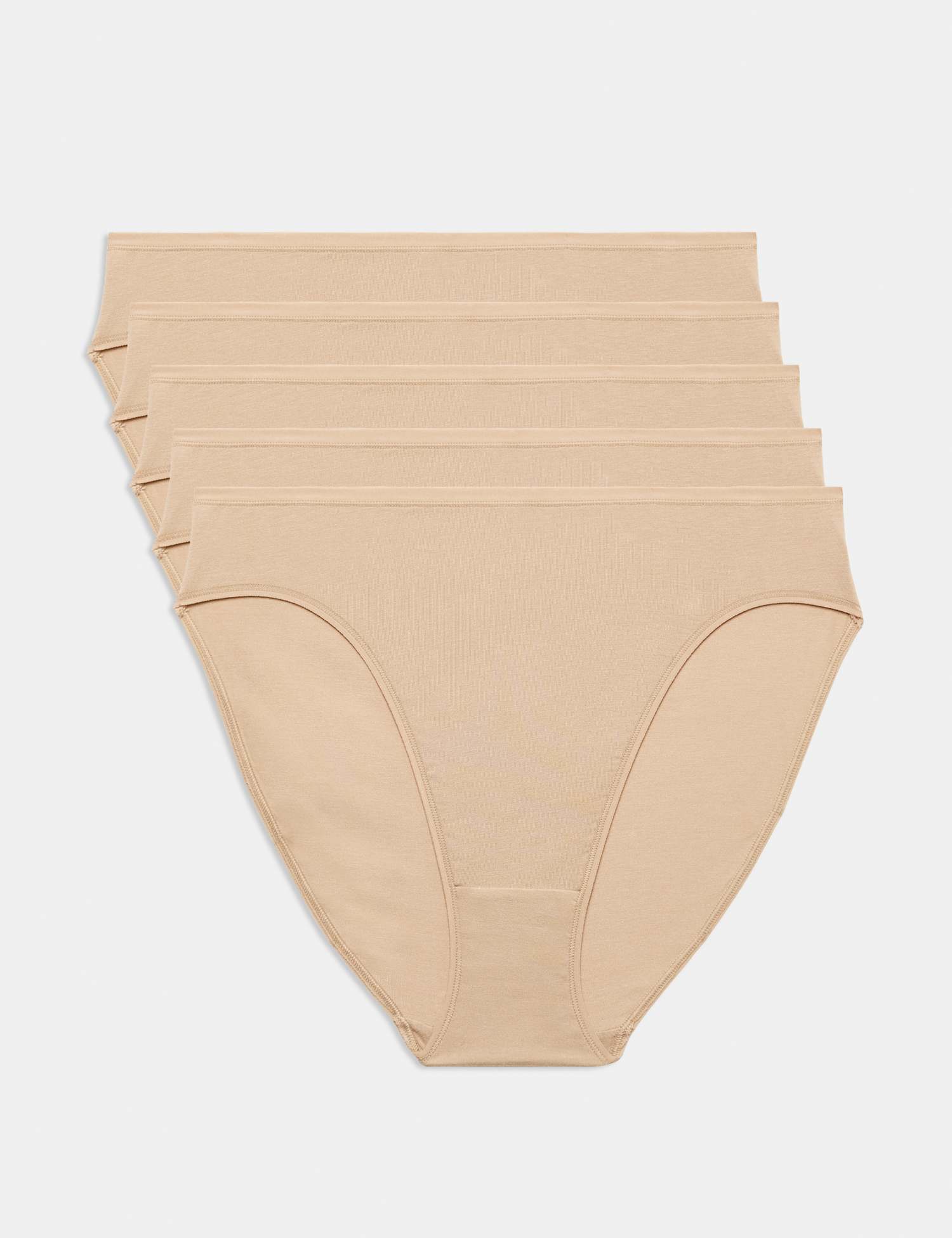 M&S 5pk Cotton Modal High Waisted High Leg Knickers Rose Quartz