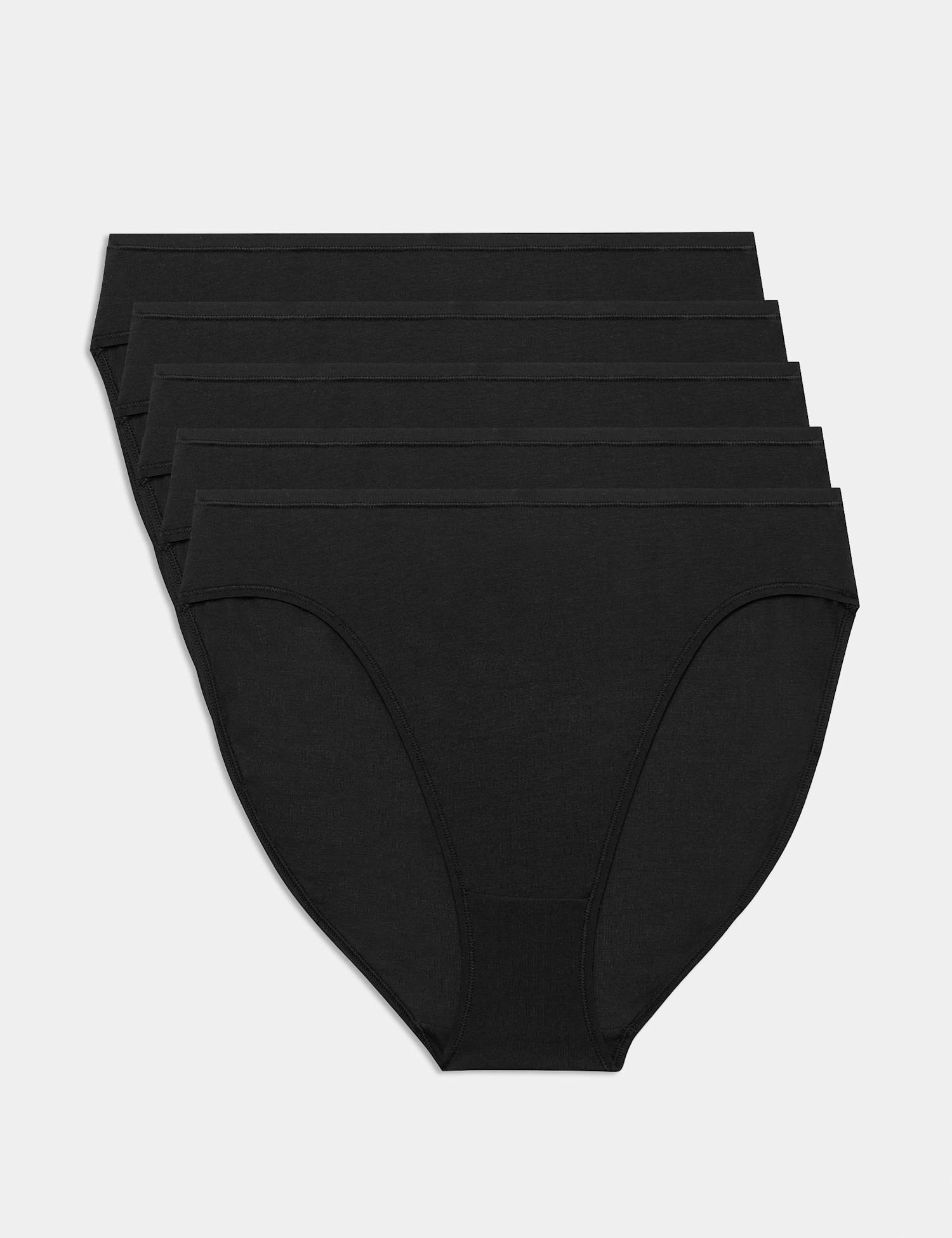 M&S 5pk Cotton Modal High Waisted High Leg Knickers Black