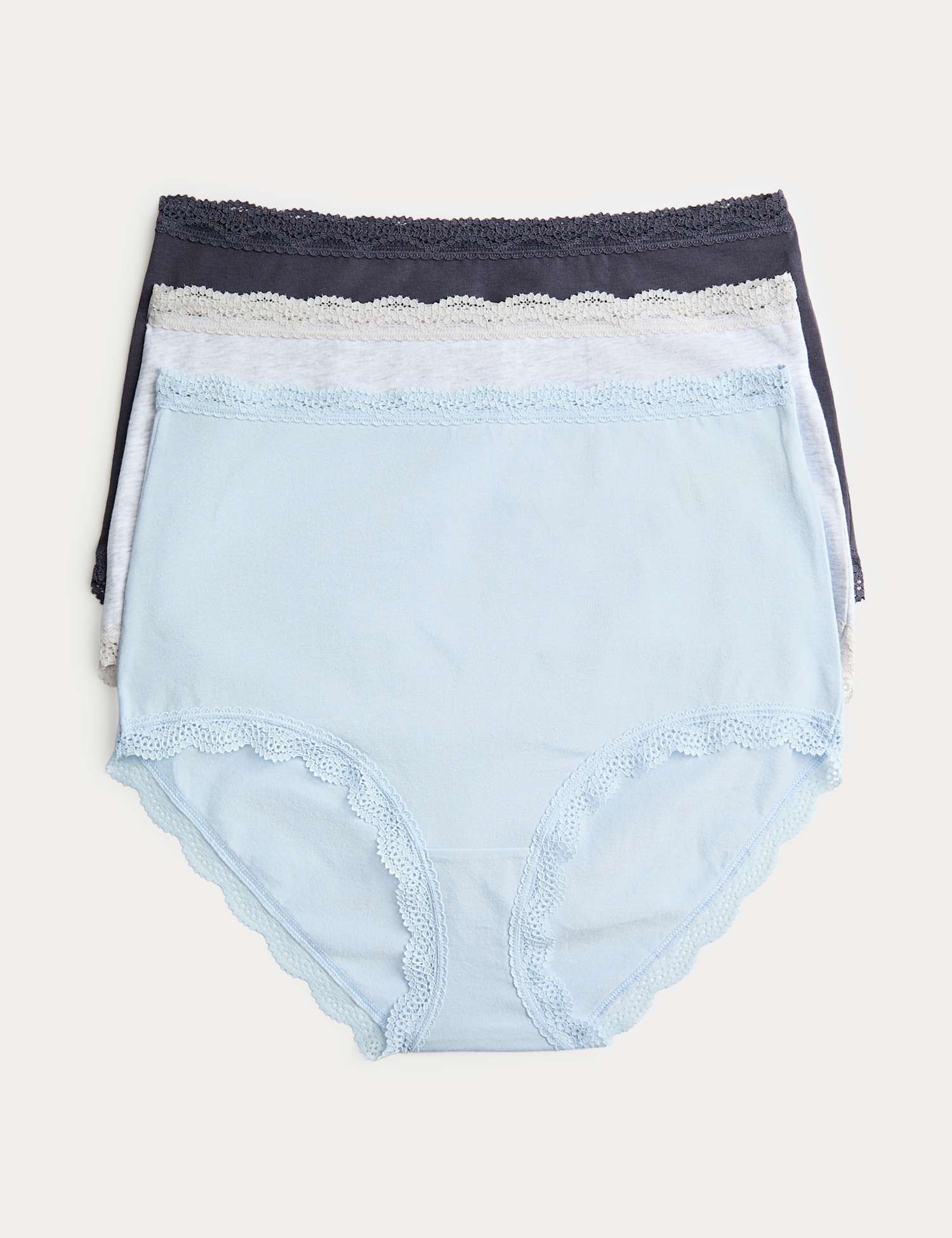 M&S 3pk Cotton Rich Full Briefs Dusty Blue