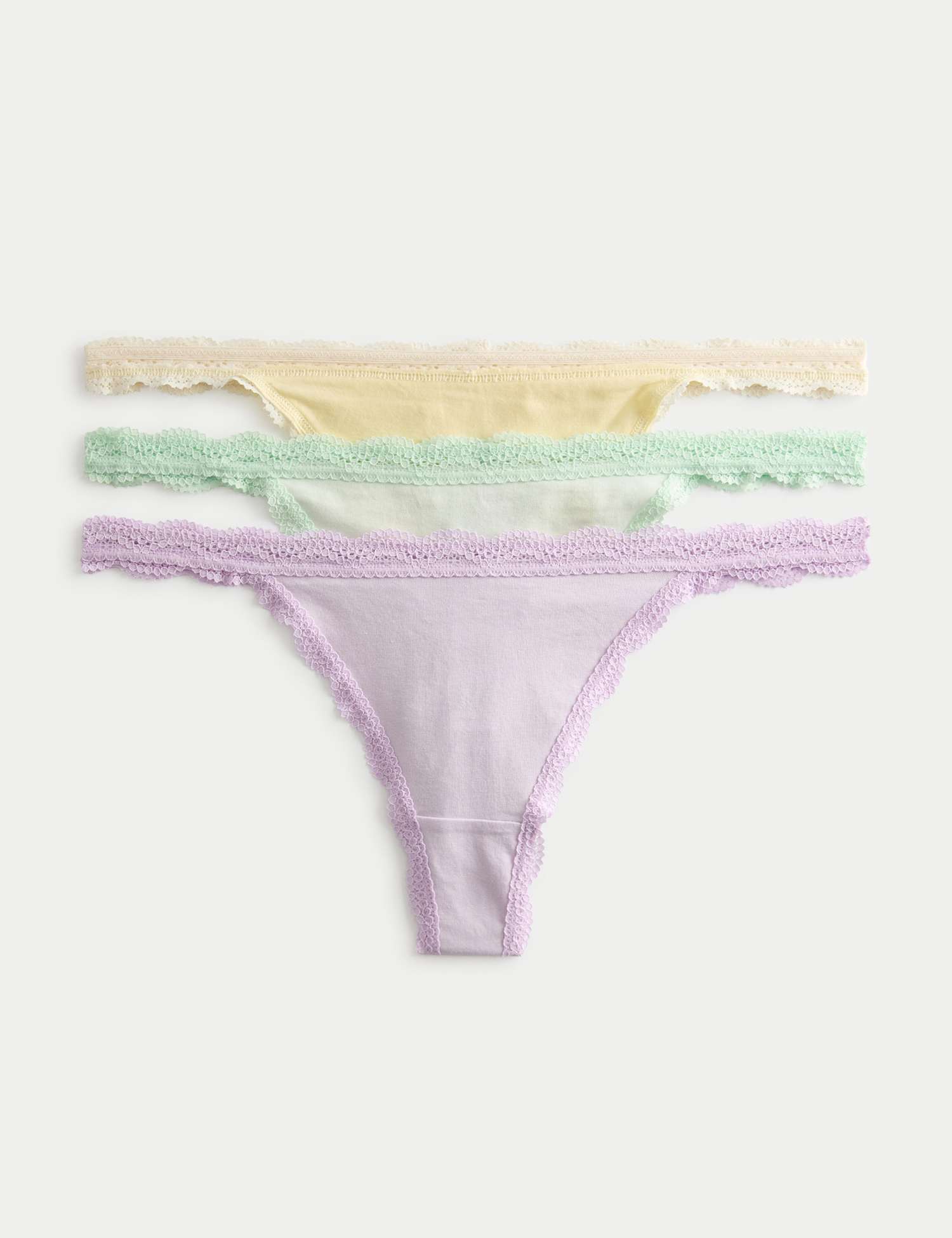 M&S 3pk Cotton Rich Tanga Thongs Lavender Mix