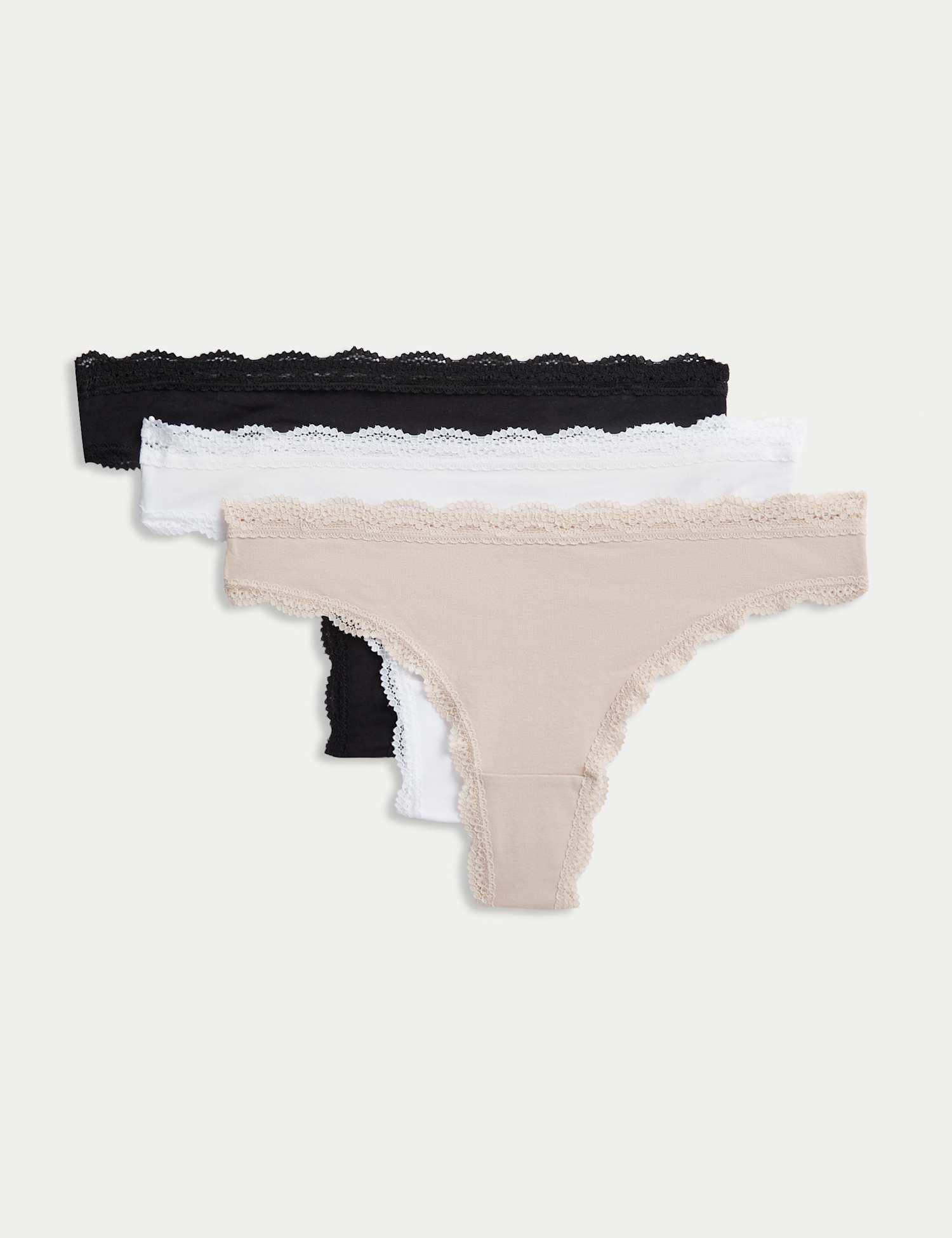 M&S 3pk Cotton Rich Thongs Opaline Mix